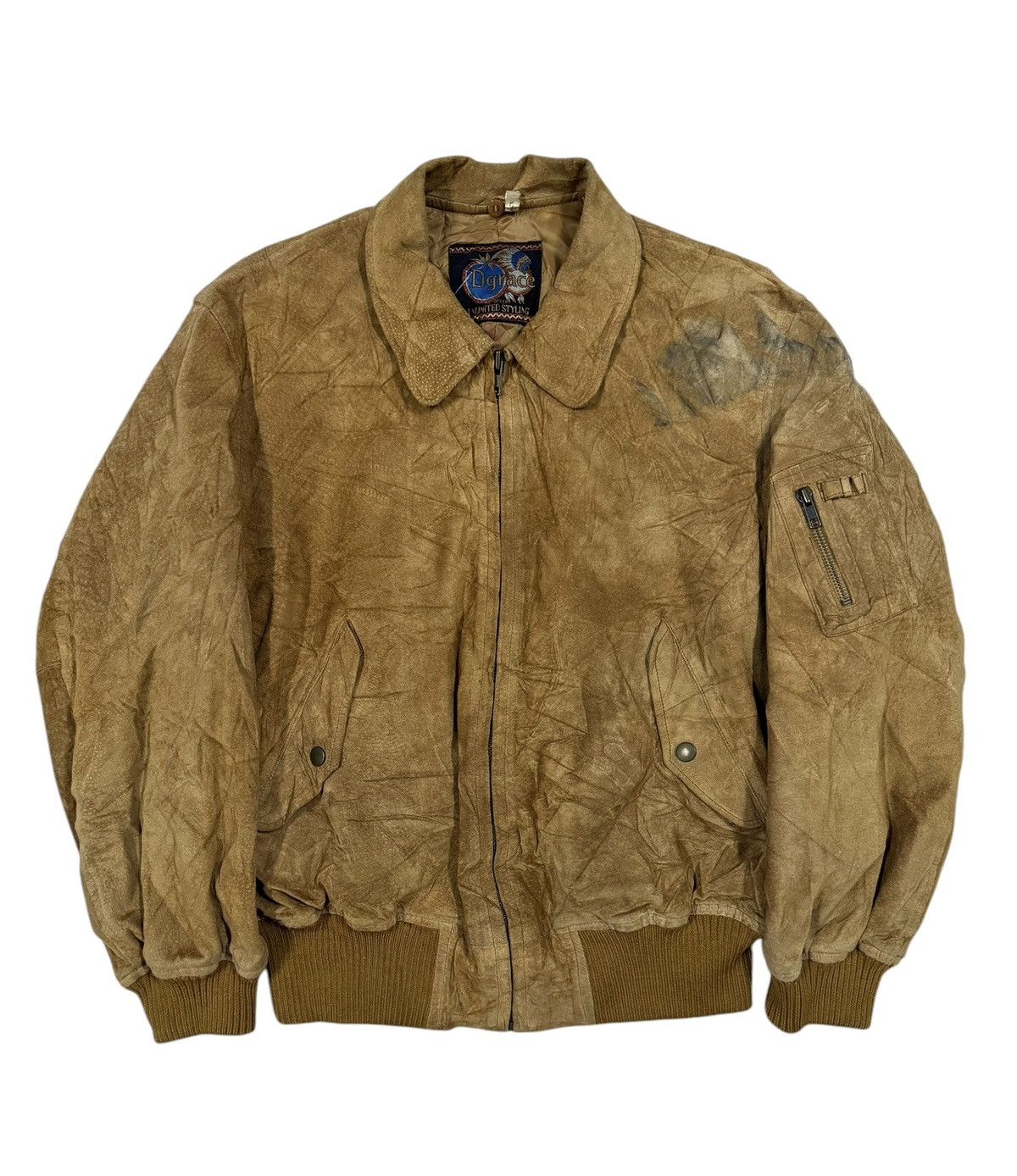 Kadoya × Vintage Vtg🔥Dgrace Unlimited Bomber Leather Jacket Size US L / EU 52-54 / 3 - 1 Thumbnail