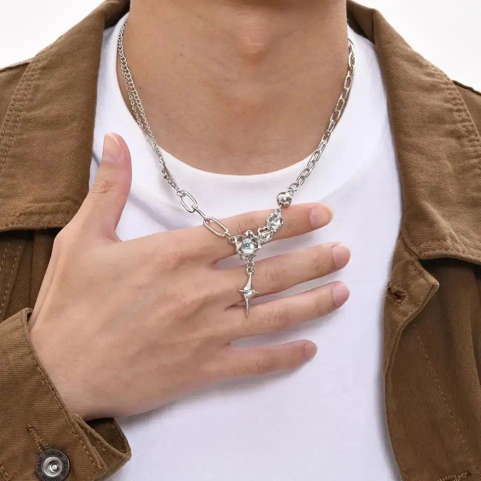 Chain x Jewelry Hiphop Moonstone Necklaces in Silver, Men's
