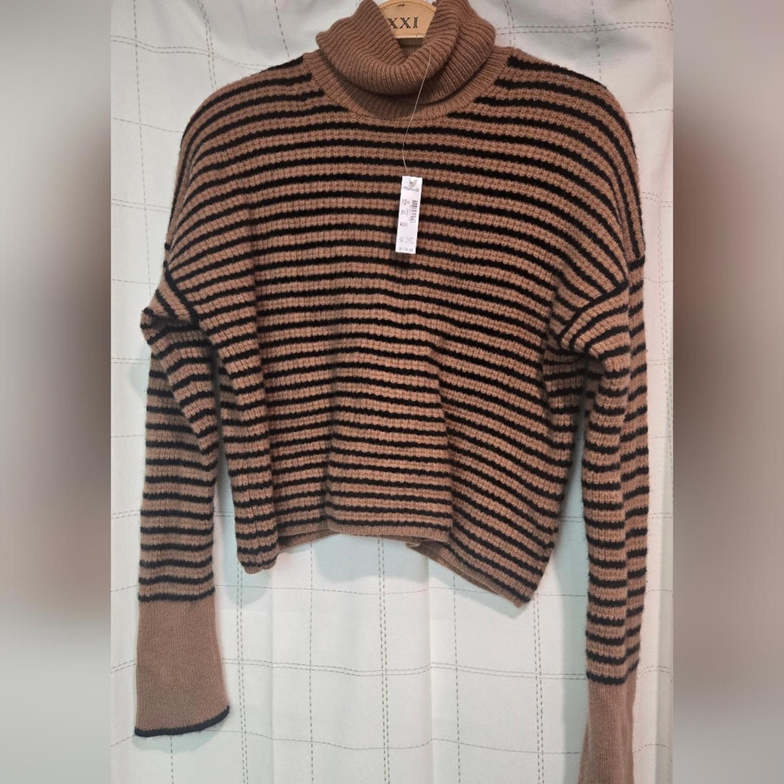 Madewell Madewell Wool Waffle-Knit Turtleneck in Stripe Size XS / US 0-2 / IT 36-38 - 2 Thumbnail