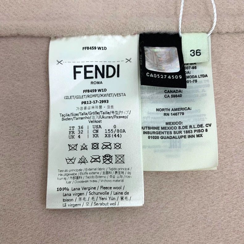 Fendi FENDI Pink Fur Pocket Wool V-Neck Sleeveless Vest Jacket X Size 4XL / US 24-26 - 6 Thumbnail