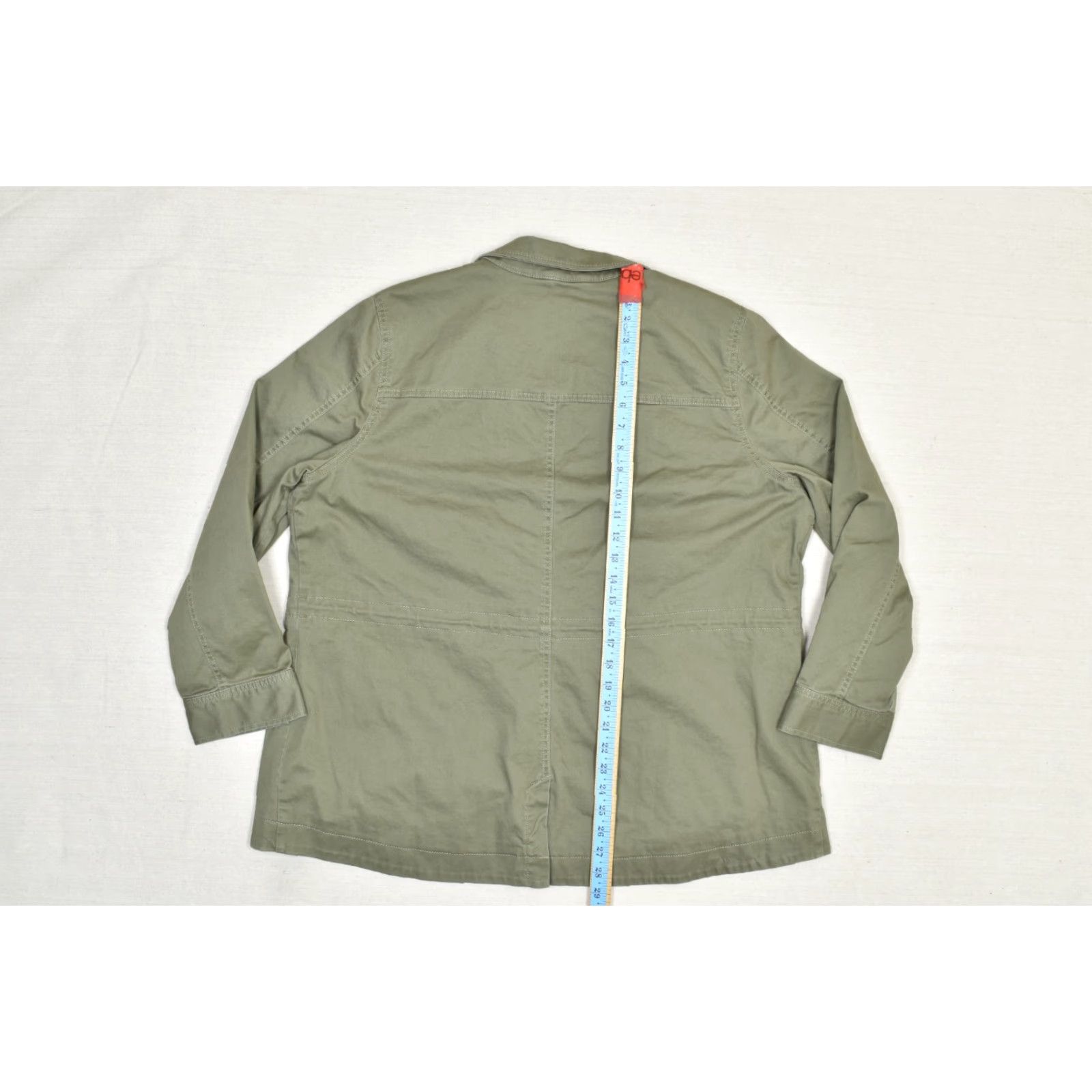 Vintage L.L. Bean Jacket Women 1X Olive Green Plaid Lined Cotton Blend Utility Womens Size XL / US 12-14 / IT 48-50 - 3 Thumbnail