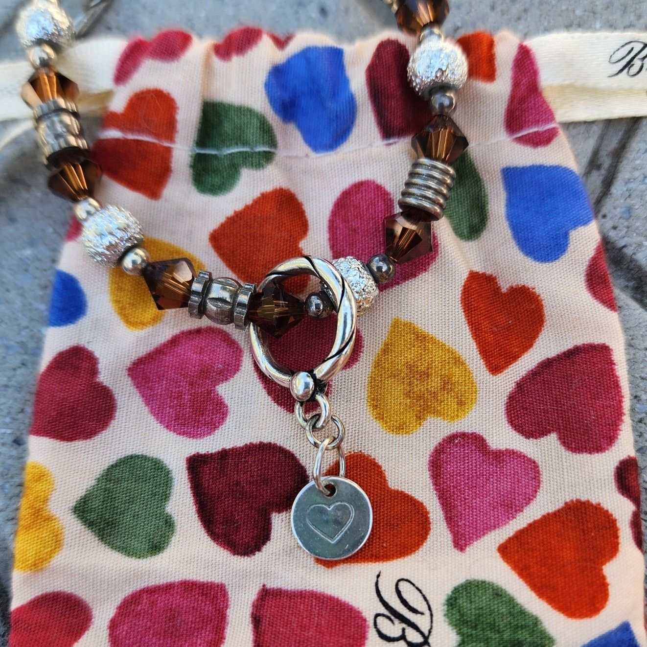 Brighton Brighton Crystal Sterling Silver Heart Toggle Bracelet Size ONE SIZE - 5 Thumbnail