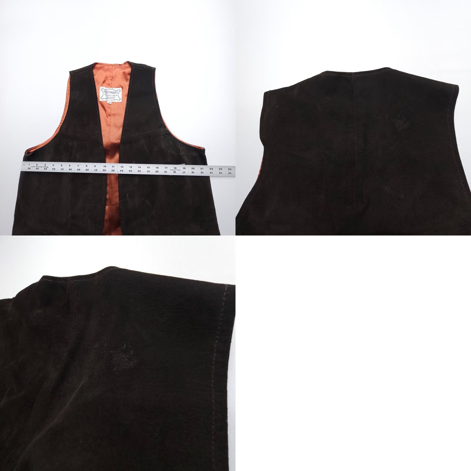 Vintage Vtg Hoffmans Leather Suede Vest Mens 42 Brown Open Western Urban Cowboy 70s USA Vest Mens Brown 42 Size US XS / EU 42 / 0 - 8 Thumbnail