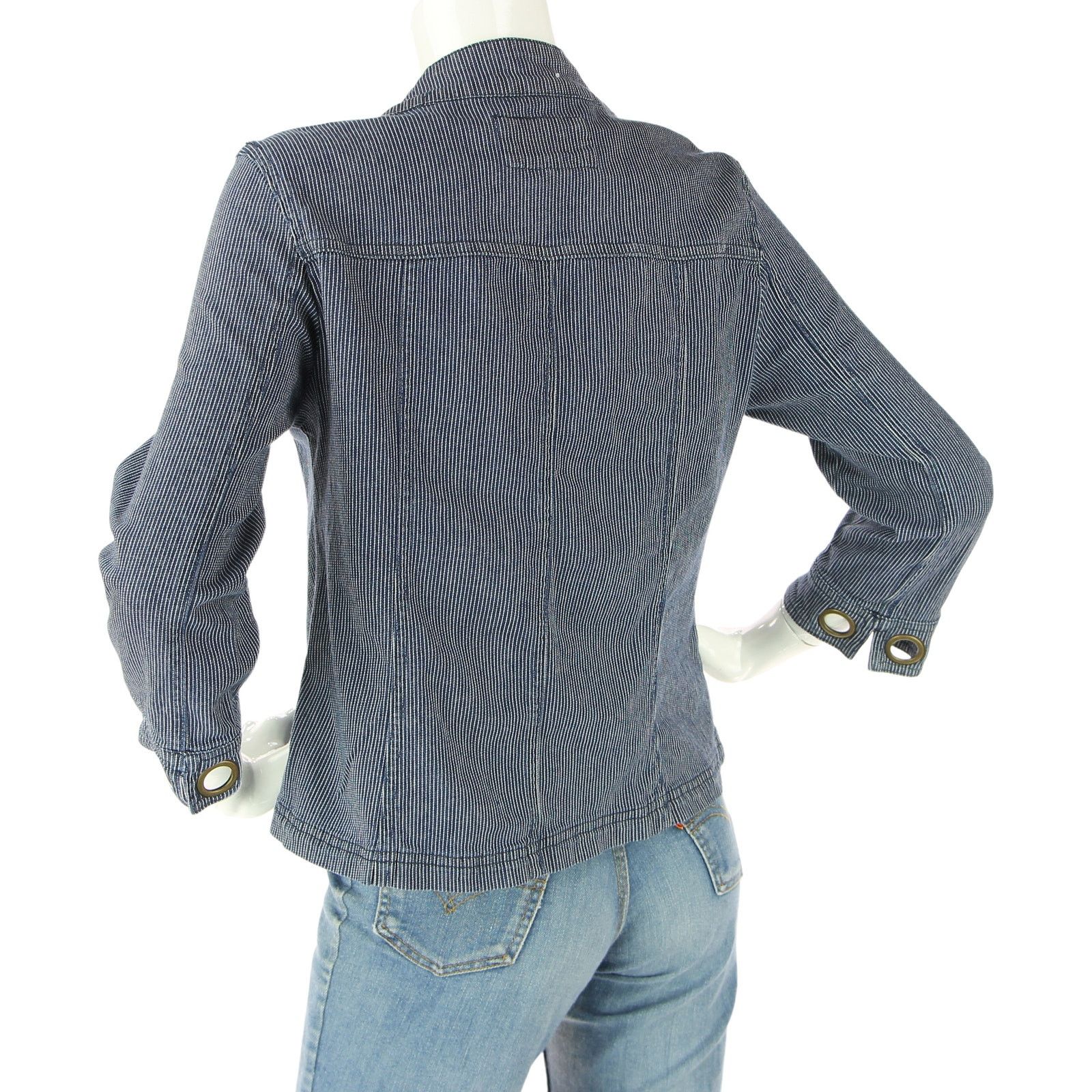 AMI Vintage A.M.I. AMI Striped Denim Jean Trucker Jacket Size S / US 4 / IT 40 - 4 Thumbnail