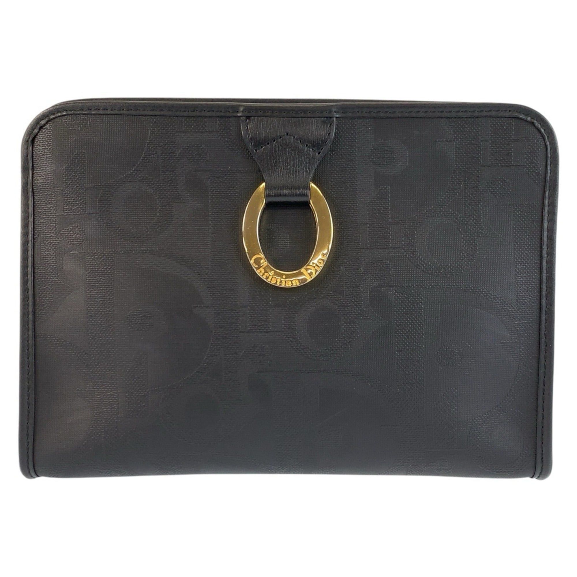 Dior Christian Dior Trotter Oval Black Clutch Bag with Gold Hardware - Women's Size ONE SIZE - 1 Thumbnail