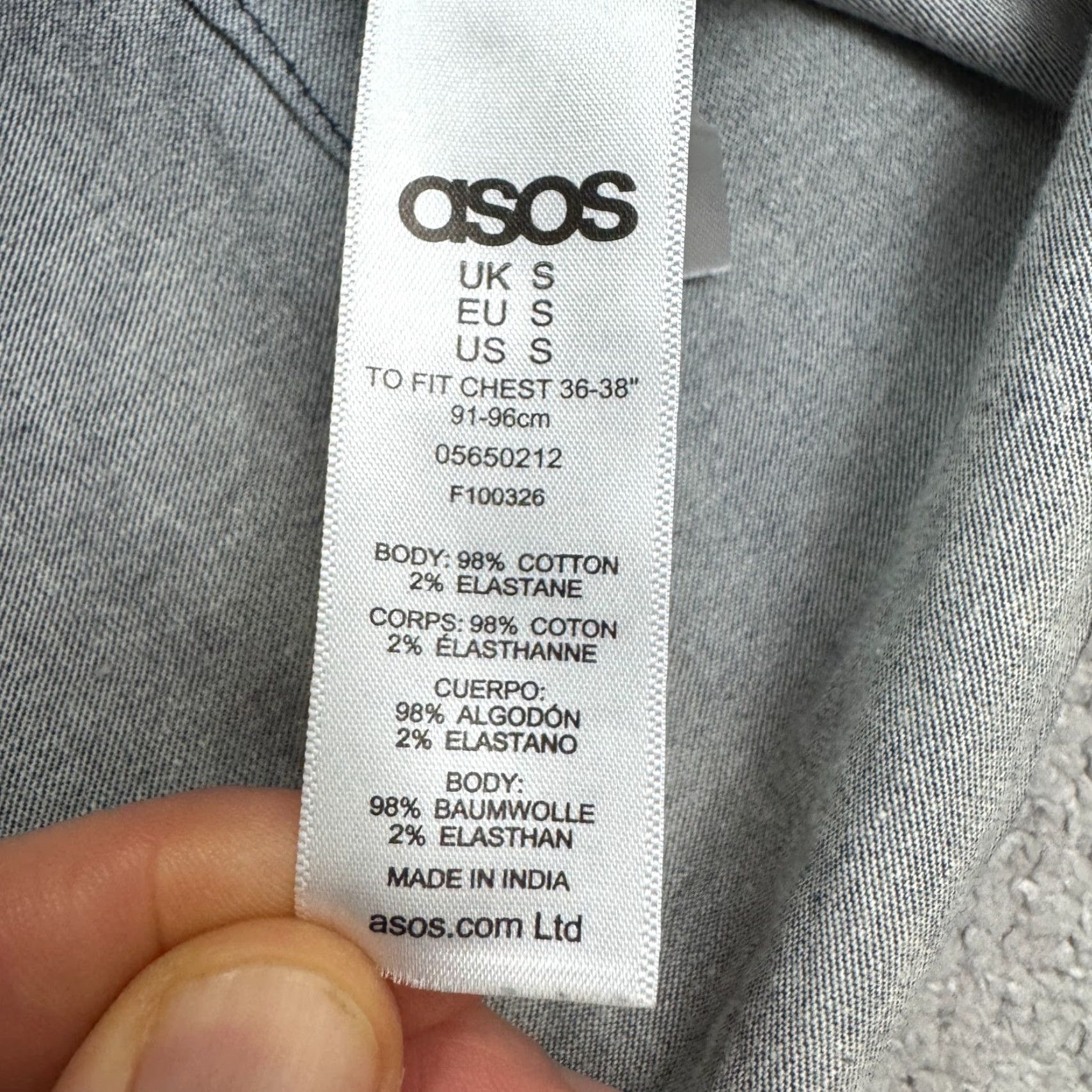 Asos ASOS Denim Button-Down Shirt Mens Small Blue Long Sleeve Cotton Casual Shirt Size US S / EU 44-46 / 1 - 7 Thumbnail