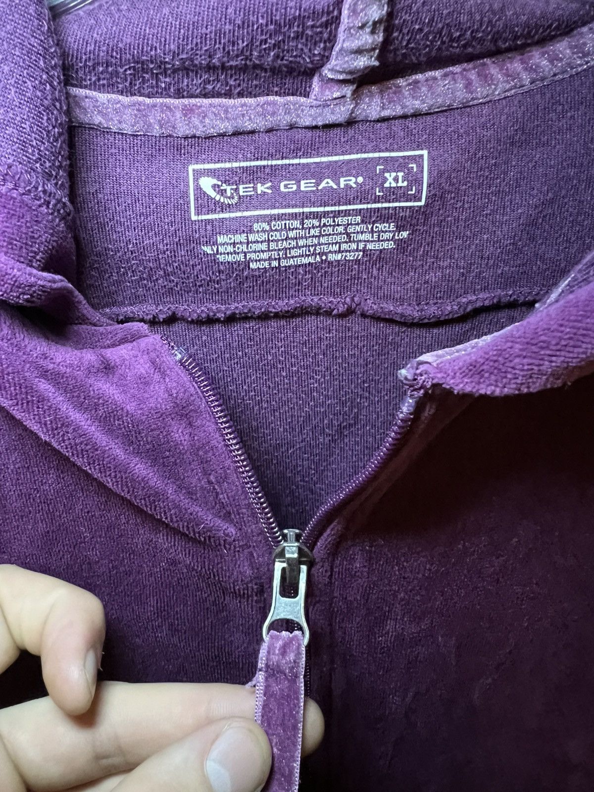 Tek Gear Vintage Tek Gear velvet zip-up hoodie Size US L / EU 52-54 / 3 - 3 Thumbnail