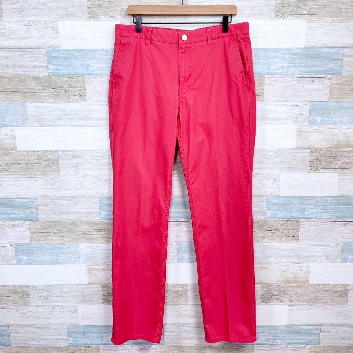 Bonobos Bonobos Straight Fit Washed Chino Pants Pink Flat Mens 34x34