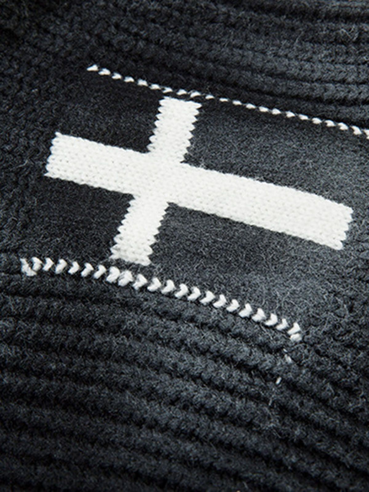 Other Ribbed Knit Dirty Dyed Embroidery Cross Sweater Size US L / EU 52-54 / 3 - 6 Thumbnail