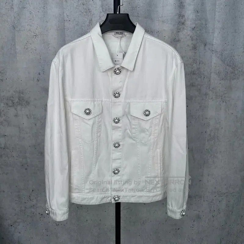 Miu Miu Miu Miu White Denim Jacket for Women's Spring . Size M / US 6-8 / IT 42-44 - 1 Thumbnail