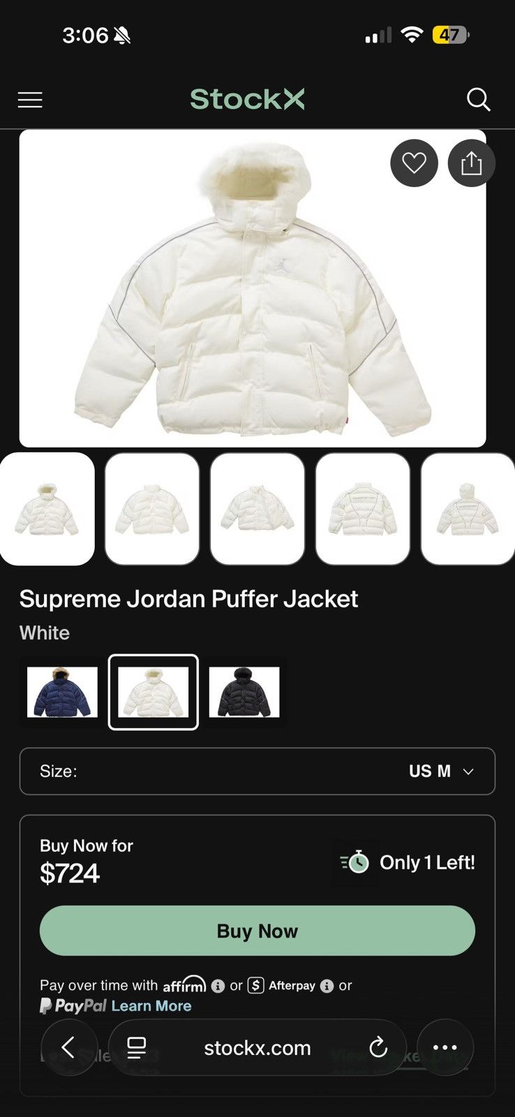 Jordan Brand × Supreme Supreme x Jordan Puffer Size US M / EU 48-50 / 2 - 3 Thumbnail