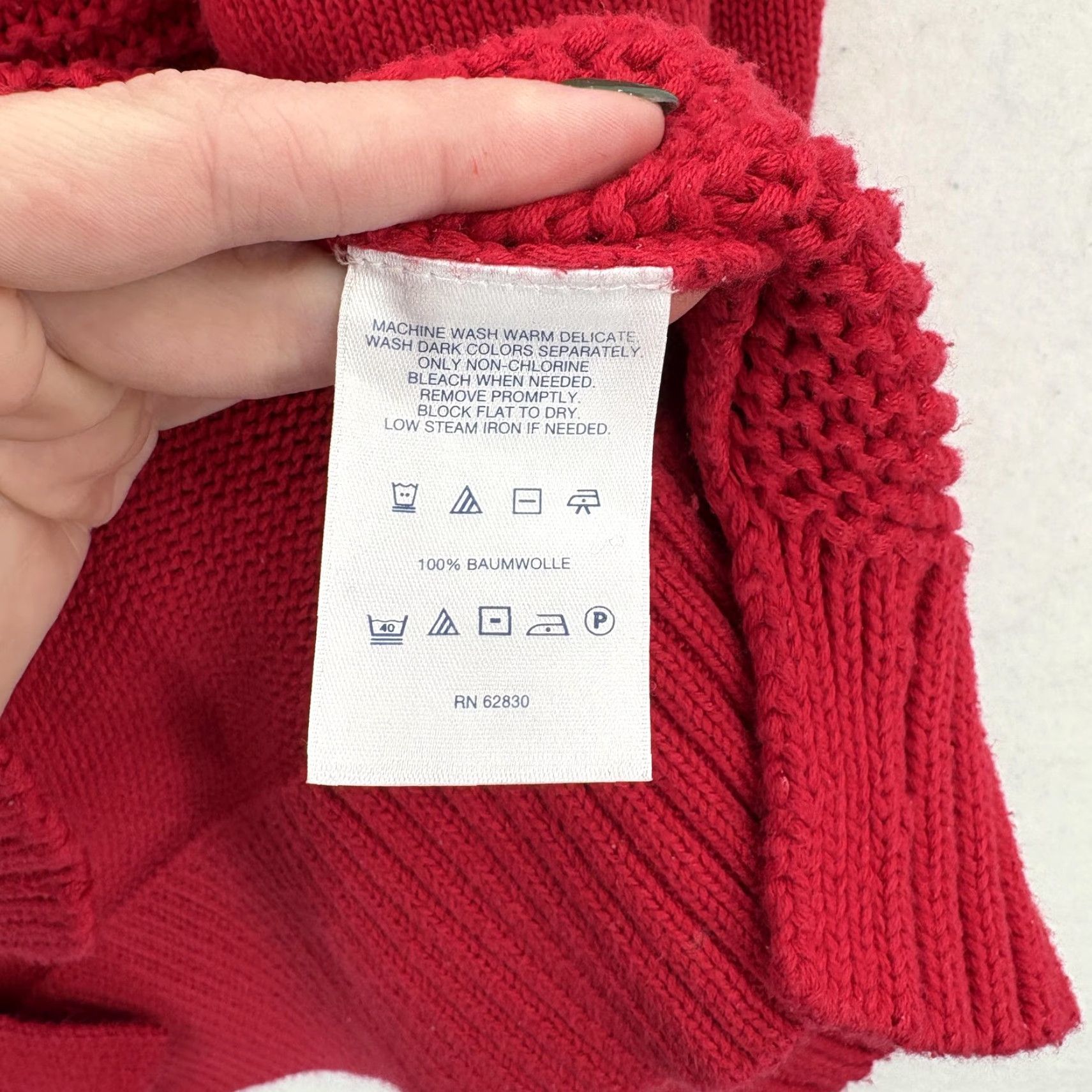 Lands' End Lands' End Sweater Womens 1X Red Drifter Cable Knit Tunic High Low Hem Cotton Size XL / US 12-14 / IT 48-50 - 5 Thumbnail