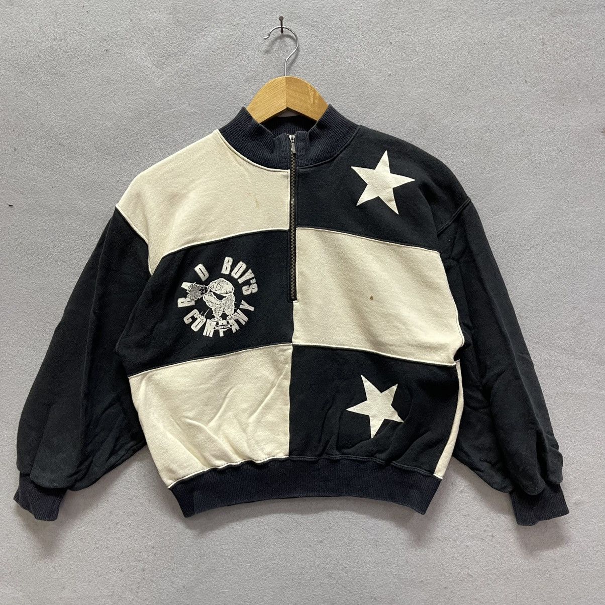 Japanese Brand Bad Boy’s Company Patchwork Half-Zip Sweatshirt Size US M / EU 48-50 / 2 - 1 Thumbnail