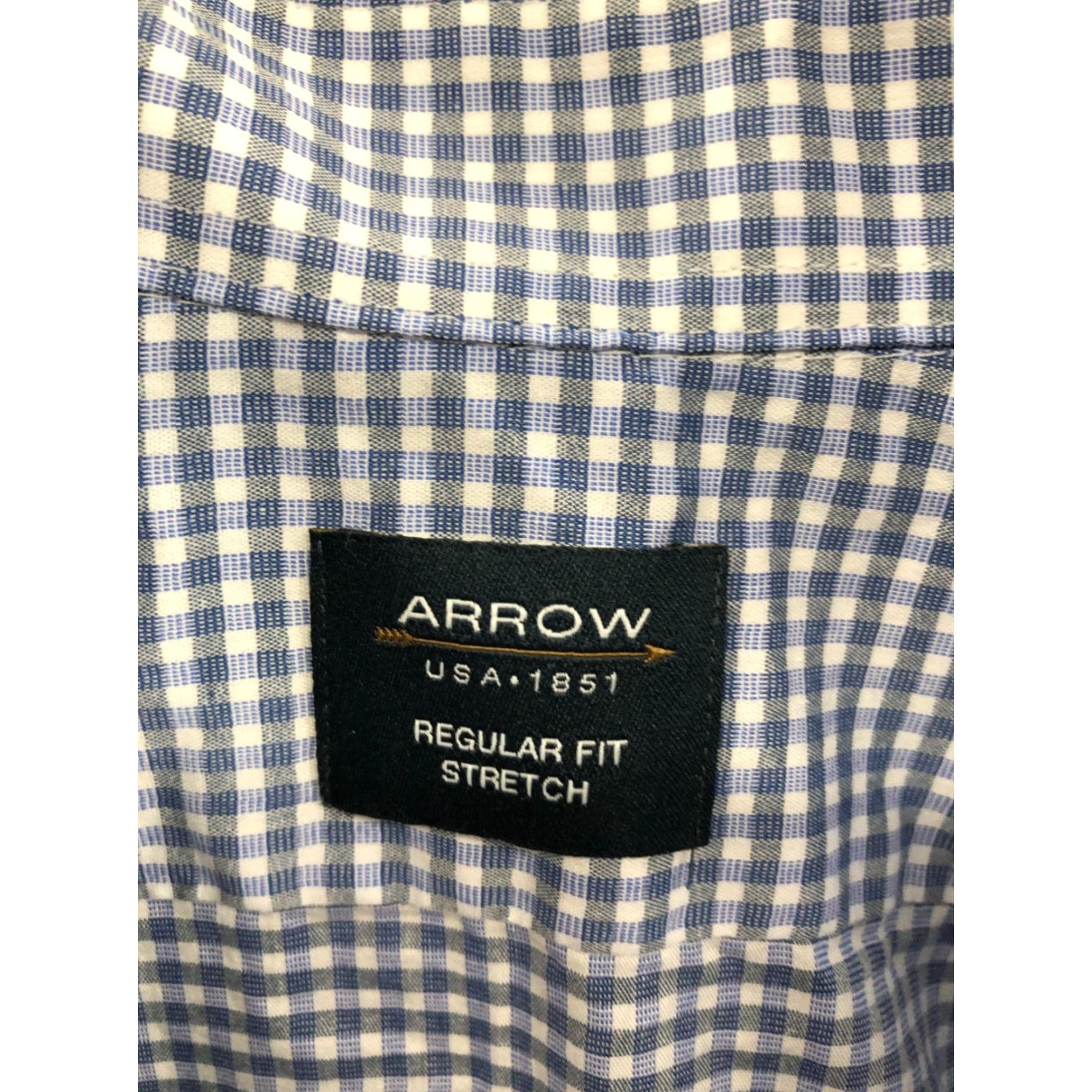 Arrow Arrow Shirt L Mens Long Sleeve Button Down Collar Blue Gingham Check Size US L / EU 52-54 / 3 - 6 Thumbnail