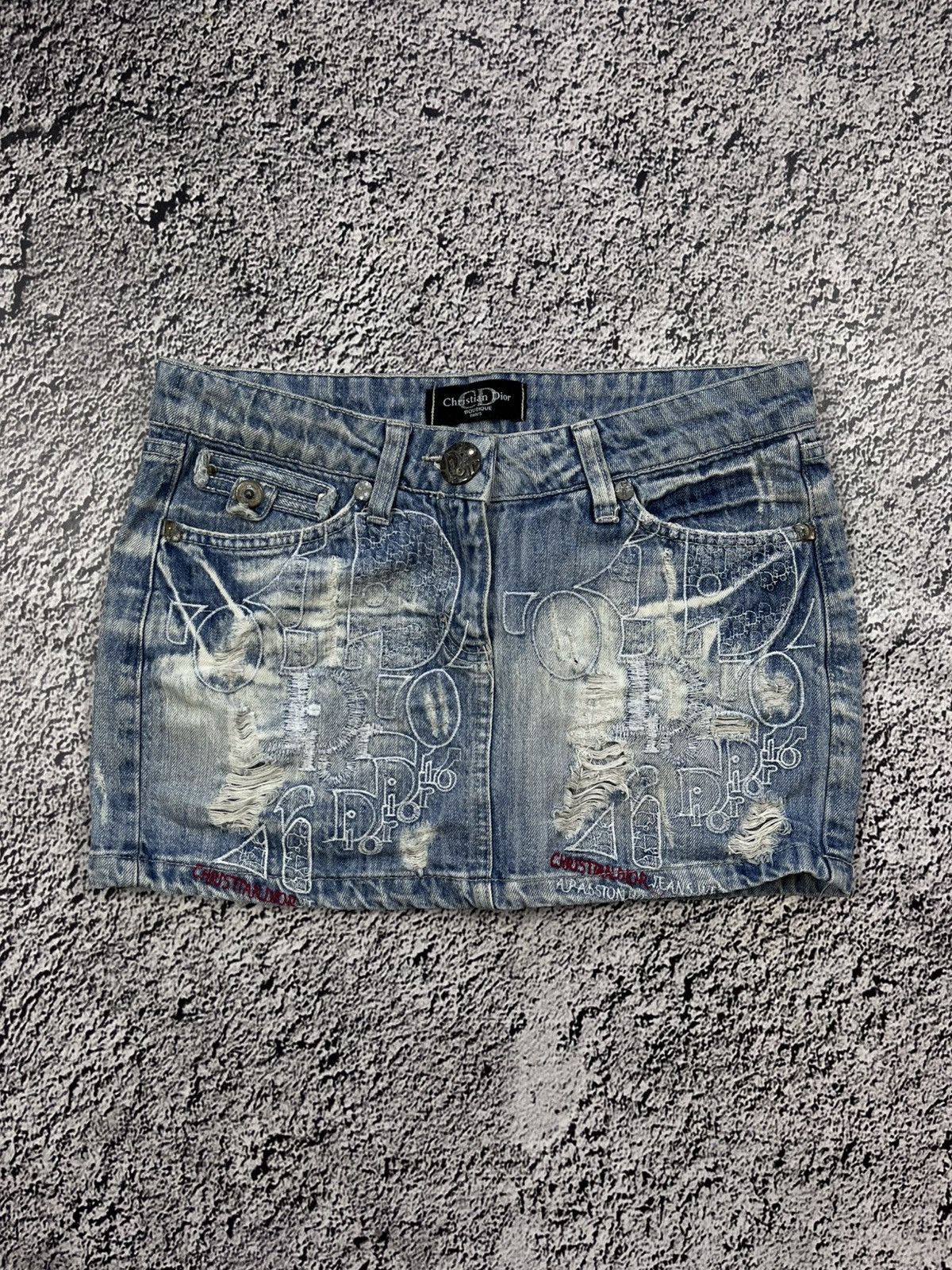 Vintage CHRISTIAN DIOR VIBE SEXY MINI SKIRT DENIM JEANS MONOGRAM Size 29" - 1 Thumbnail
