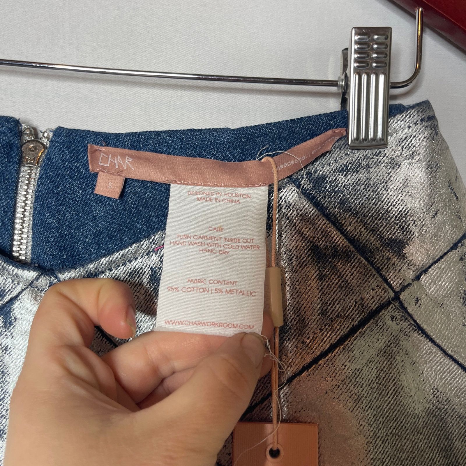 Other Char Workroom Woven Wax Denim Mini Skort Signature Silver Size 26" / US 2 / IT 38 - 3 Thumbnail