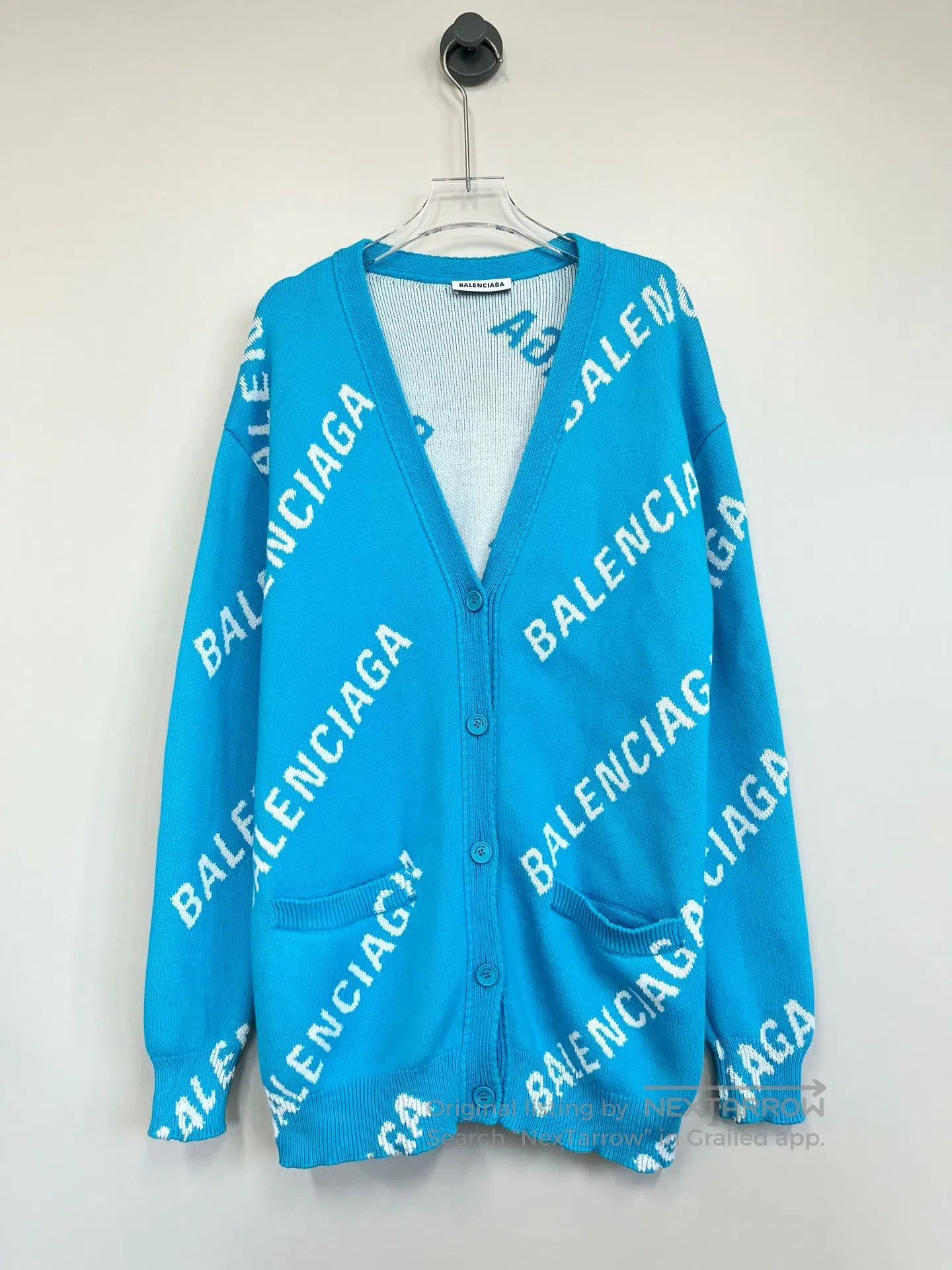Balenciaga Balenciaga Blue Monogrammed Logo Knit Cardigan Jacket| Size US XS / EU 42 / 0 - 1 Thumbnail