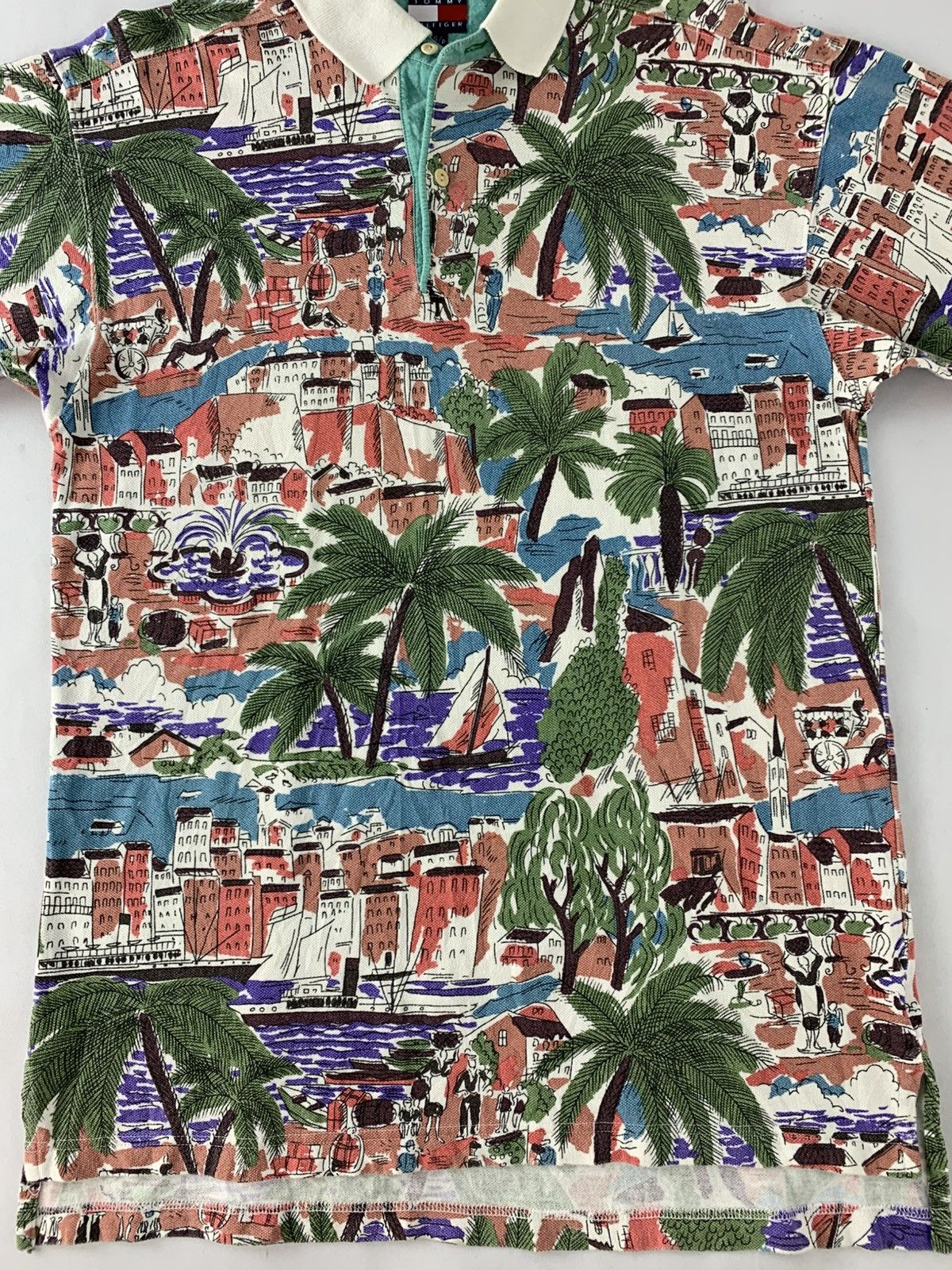 Tommy Hilfiger 90s Tommy Hilfiger Hawaiian Landscape Polo Tee Size US L / EU 52-54 / 3 - 3 Thumbnail