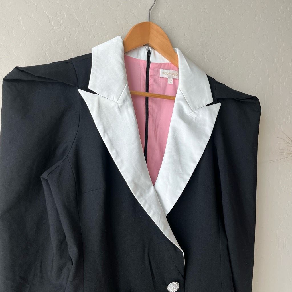 Ronny Kobo Ronny Kobo Mayaletta Double-Breasted Black Blazer Mini Jacke Size M / US 6-8 / IT 42-44 - 4 Thumbnail
