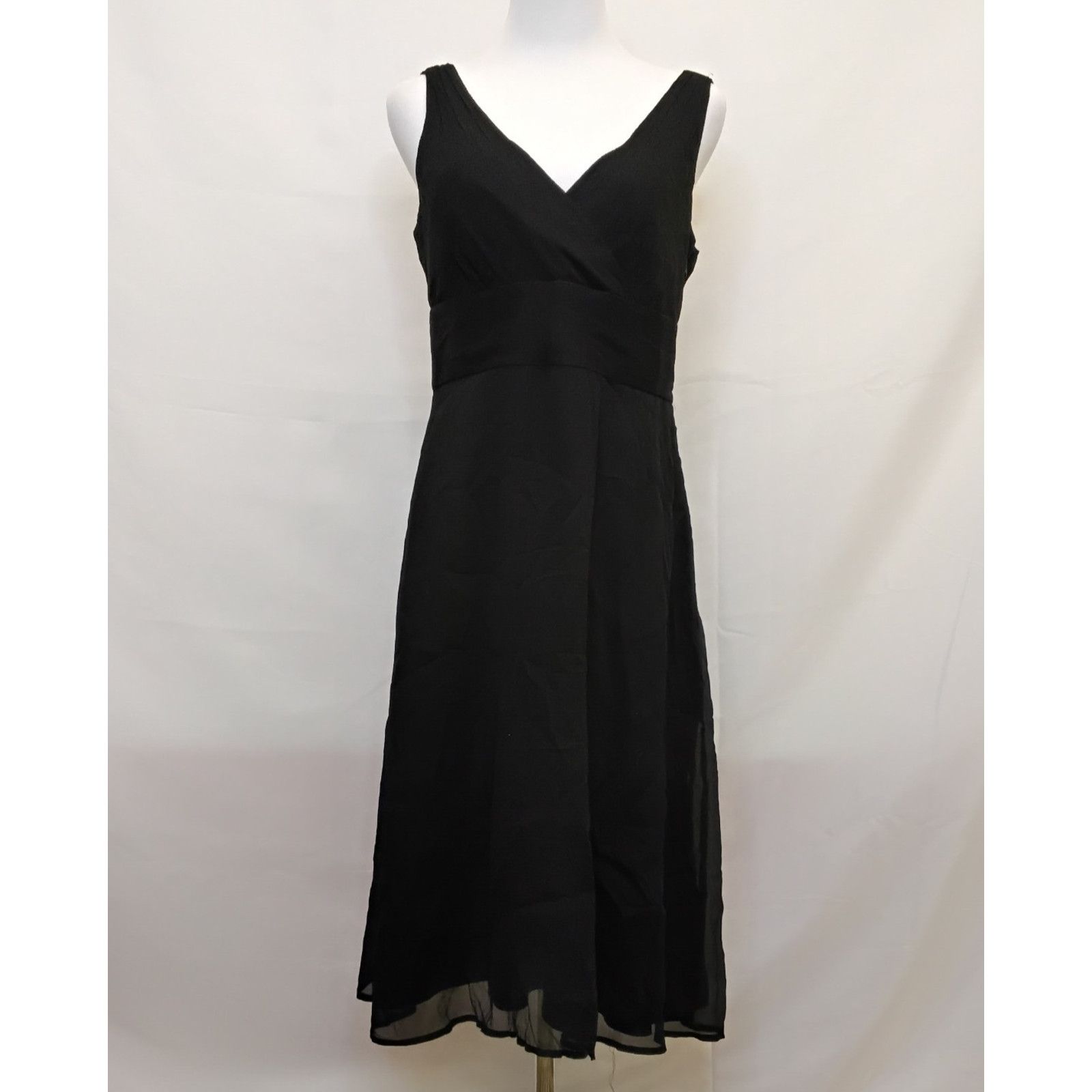 J.Crew J.Crew 100% Silk V-Neck Dress Women's 10 Black Chiffon NWT Size L / US 10 / IT 46 - 2 Thumbnail