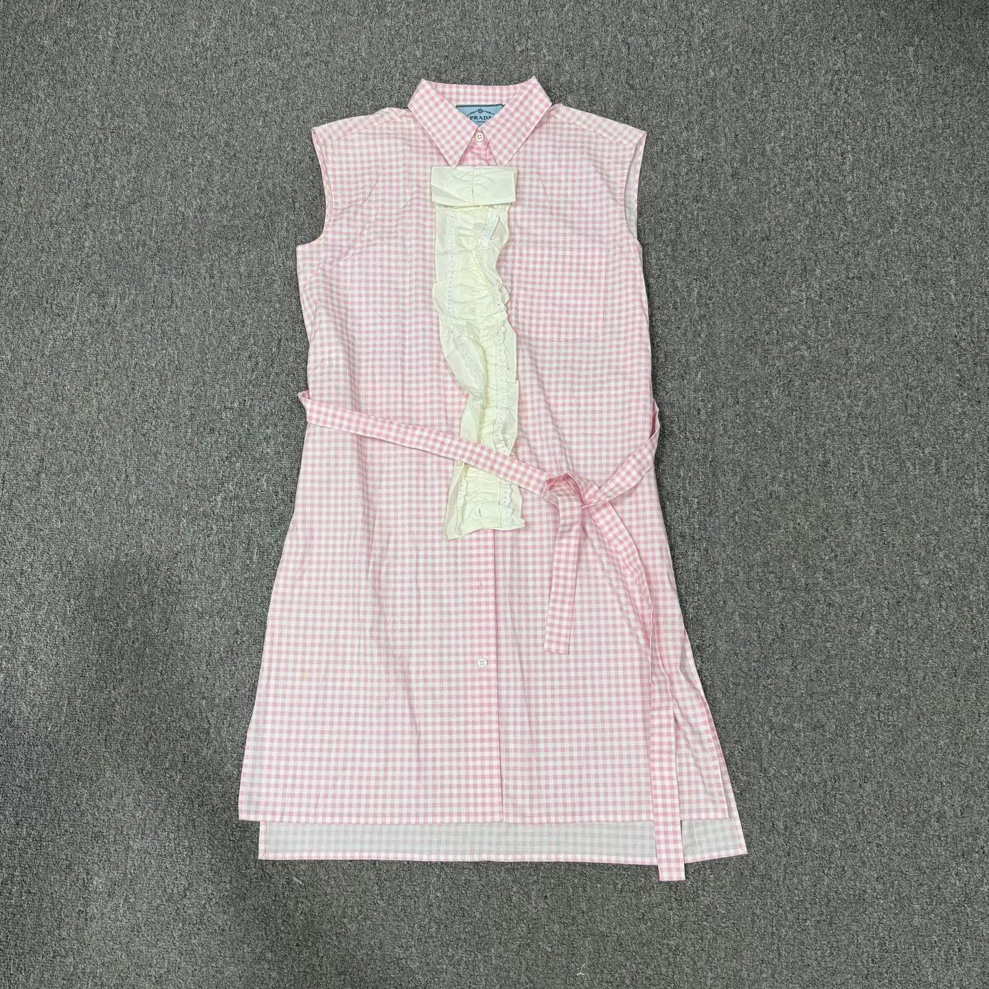 Prada Prada Pink Checkered Sleeveless Dress 42 99 New Size M / US 6-8 / IT 42-44 - 1 Thumbnail
