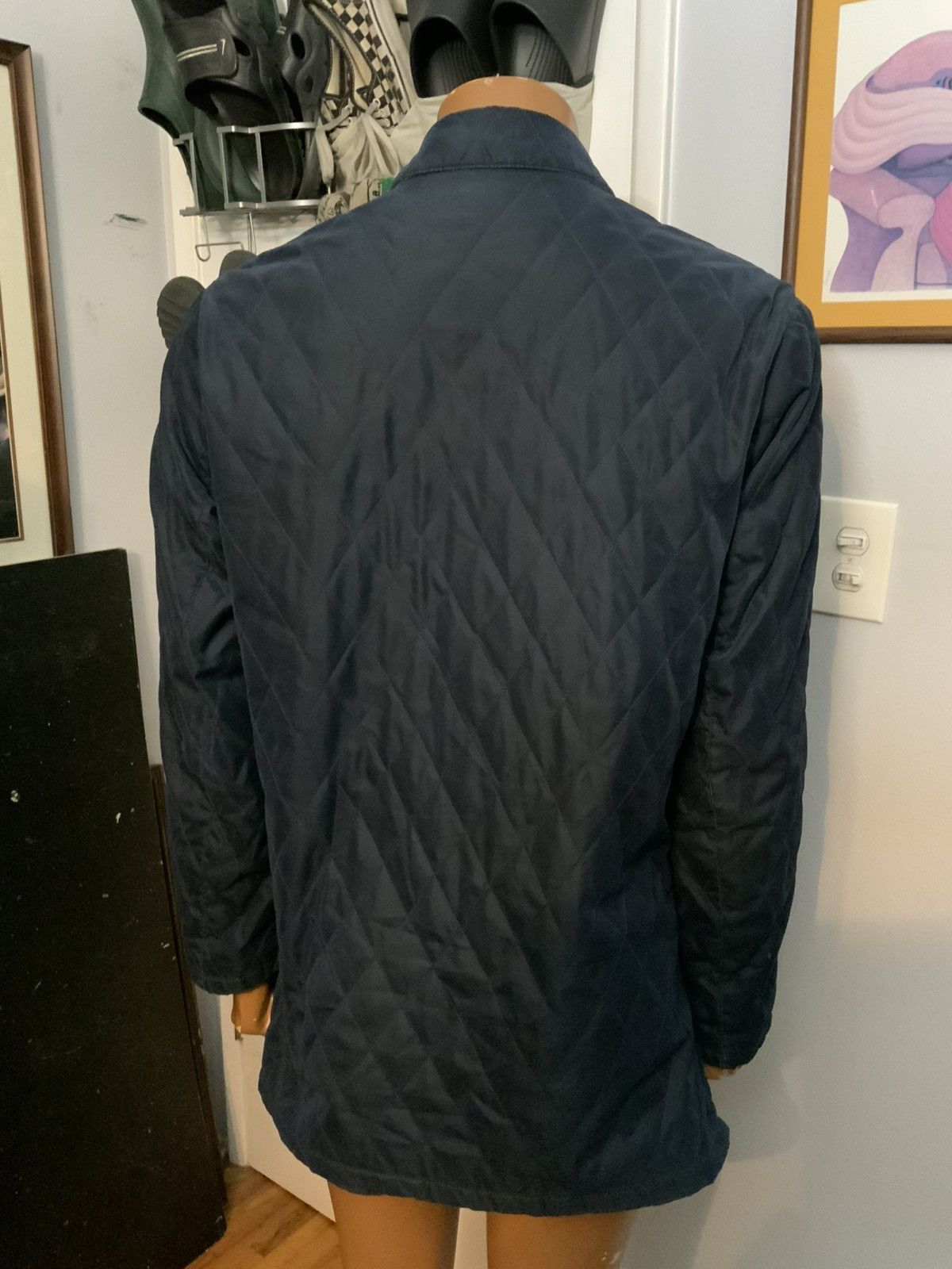 Designer Longhi Made In Italy Navy Blue Quilted Chore Barn Jacket Size US M / EU 48-50 / 2 - 13 Thumbnail