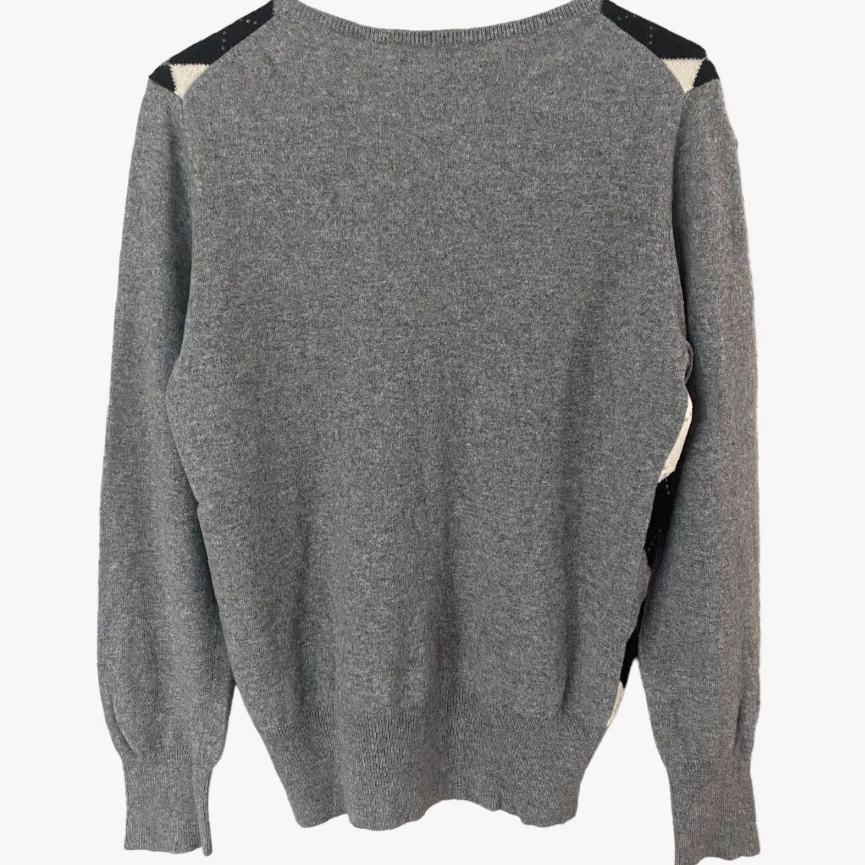 Vintage JJB Benson Cashmere Argyle Sweater Pullover Long Sleeve Women's XL Gray Black Size XL / US 12-14 / IT 48-50 - 3 Thumbnail
