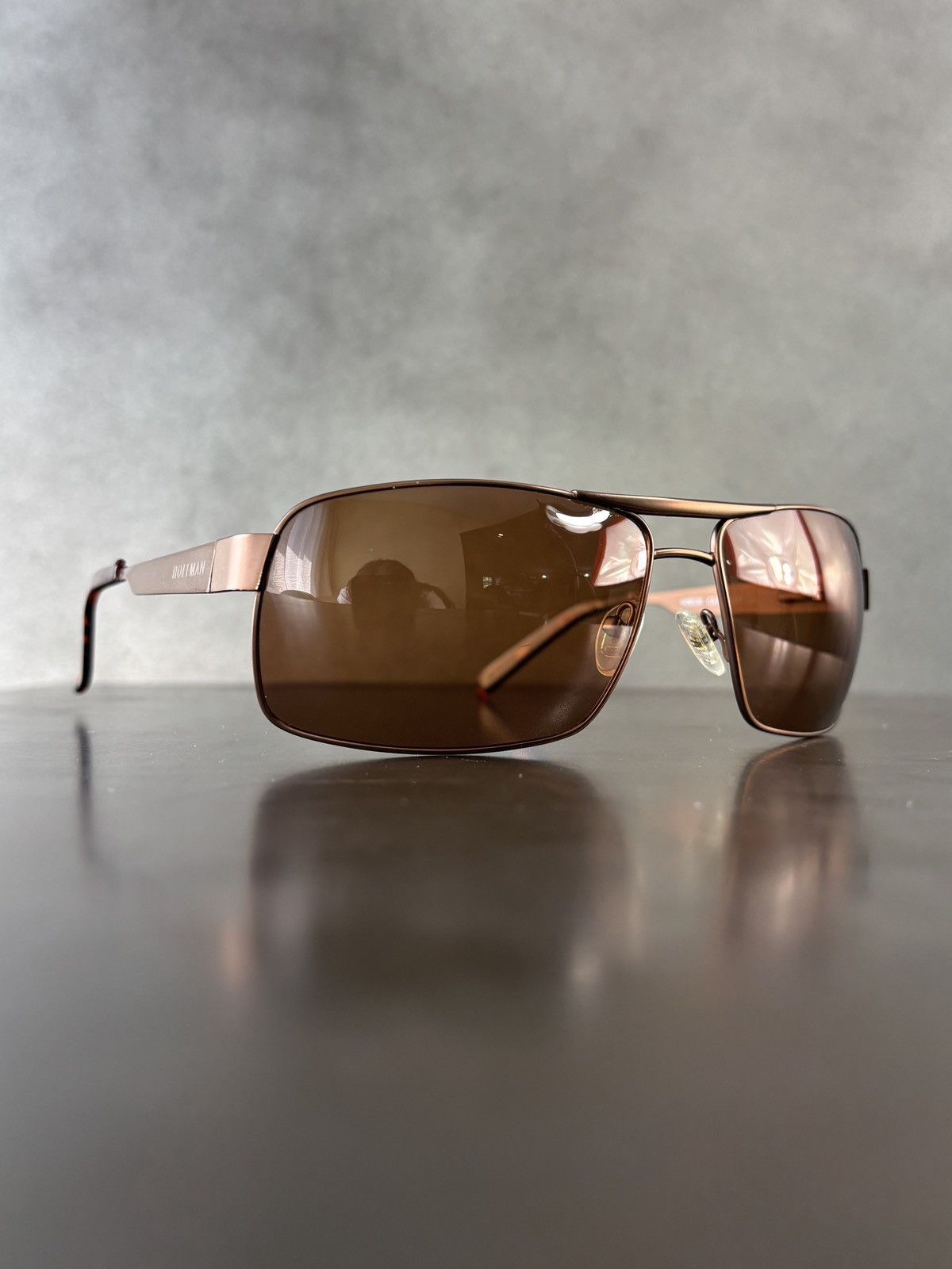 Designer Hoffman Sunglasses Aviators Bronze Metal Wrap Shield 90s Size ONE SIZE - 1 Thumbnail