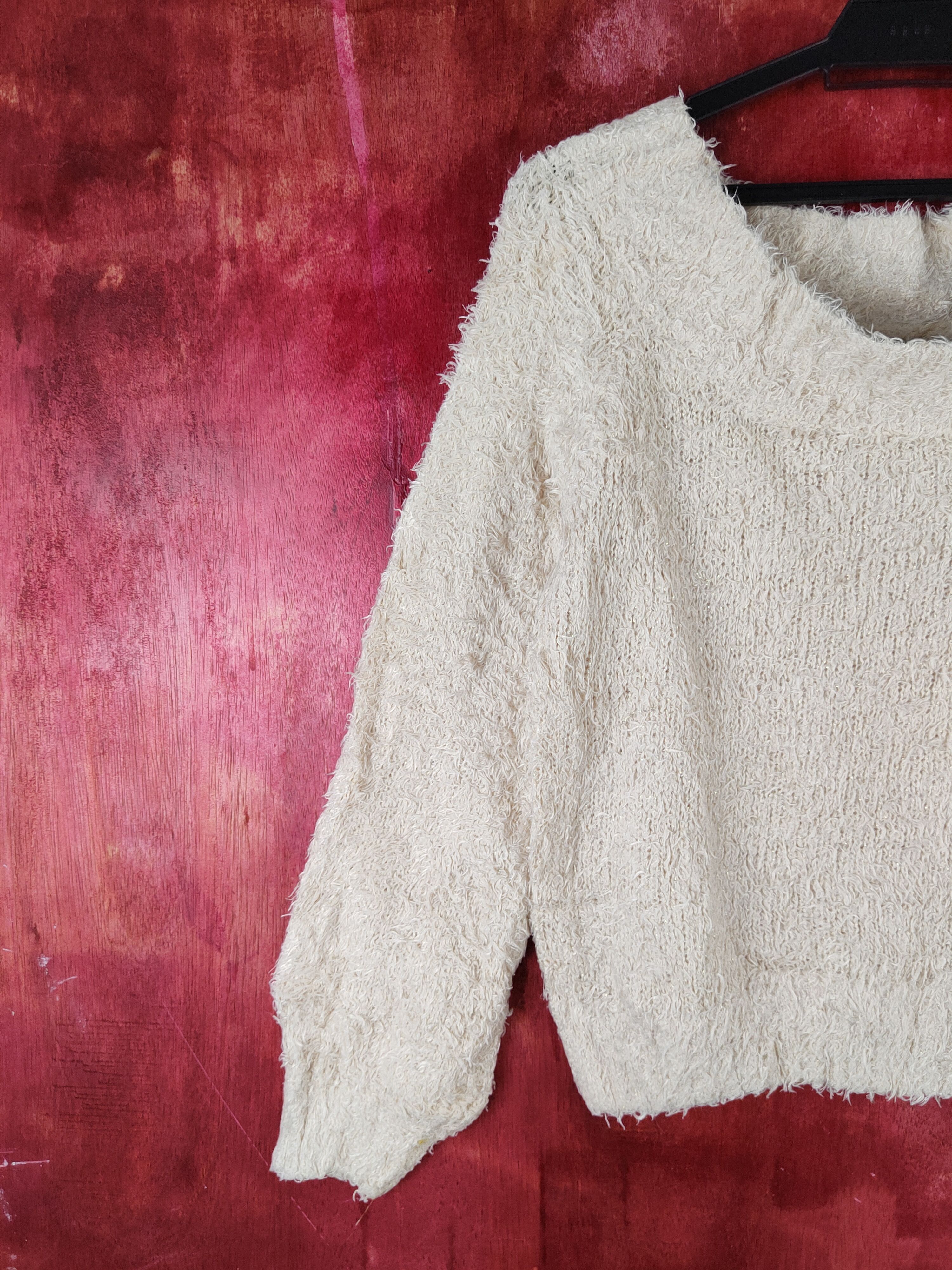 Japanese Brand Dosch Beige Shag Shaggy Fur Mohair Knitwear #S2180 Size S / US 4 / IT 40 - 3 Thumbnail