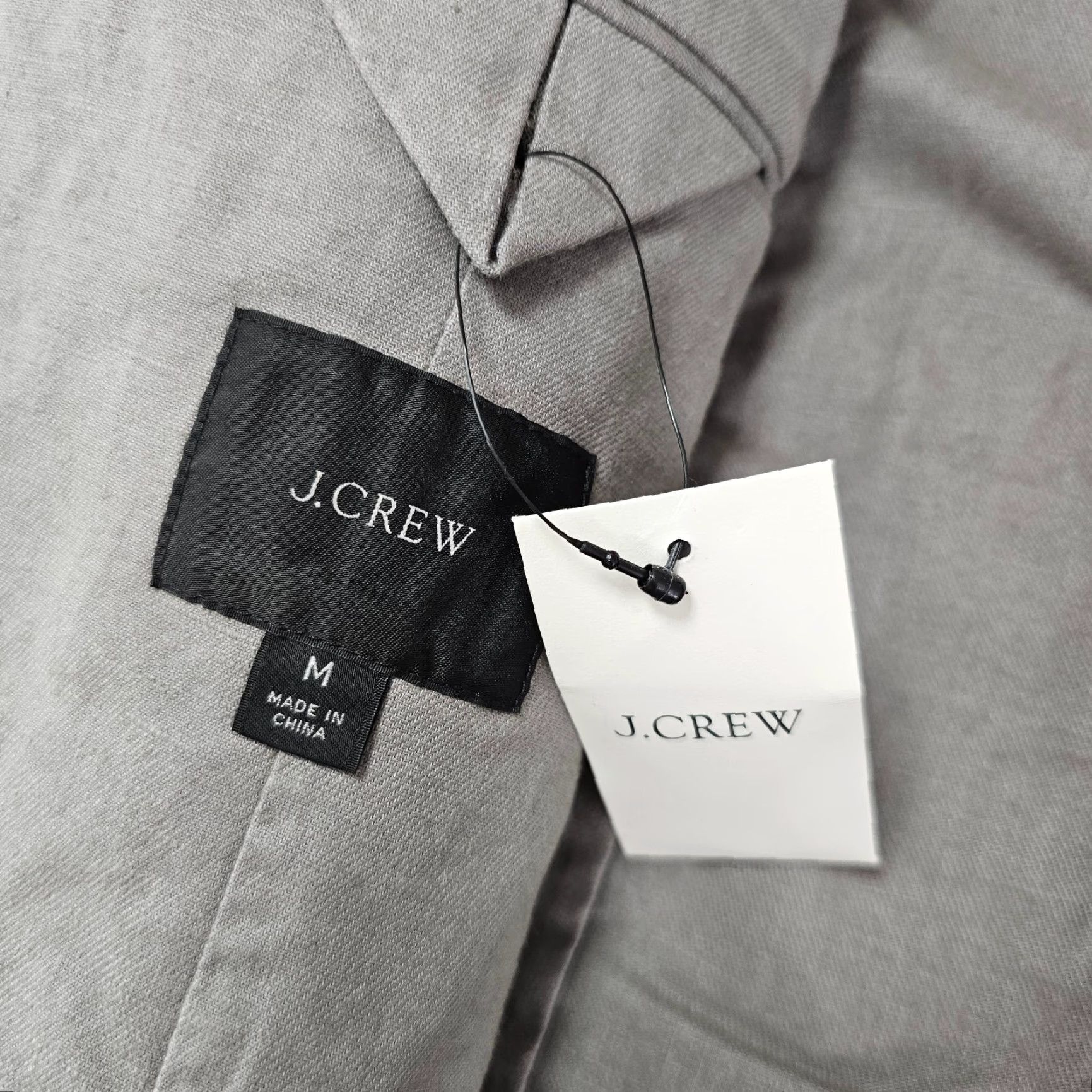 J.Crew J.CREW Blazer Mens Medium Gray Slim Fit Two-Button Notch Lapel Jacket Regular Ventless Cotton Hemp Blend 2 Piece Business Casual Party/Cocktail Size 40R - 5 Thumbnail