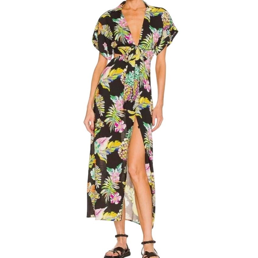 Le Superbe LE SUPERBE Mai Tai Maxi Cut Out Front Tie Dress Black Size S / US 4 / IT 40 - 1 Thumbnail