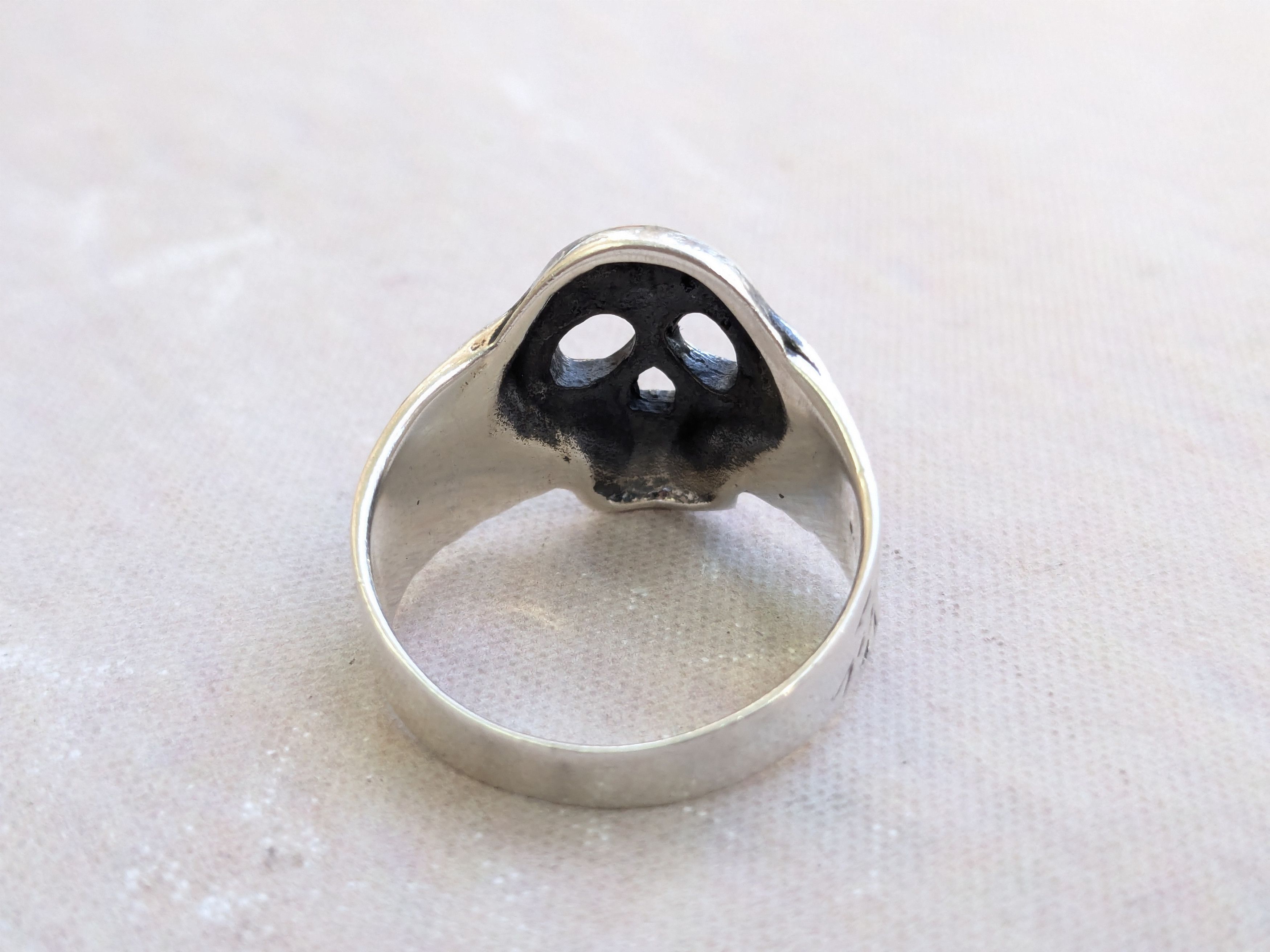 Jewelry × Vintage Vintage Sterling Silver Skull Ring Biker 10.75 Wings Size ONE SIZE - 6 Thumbnail