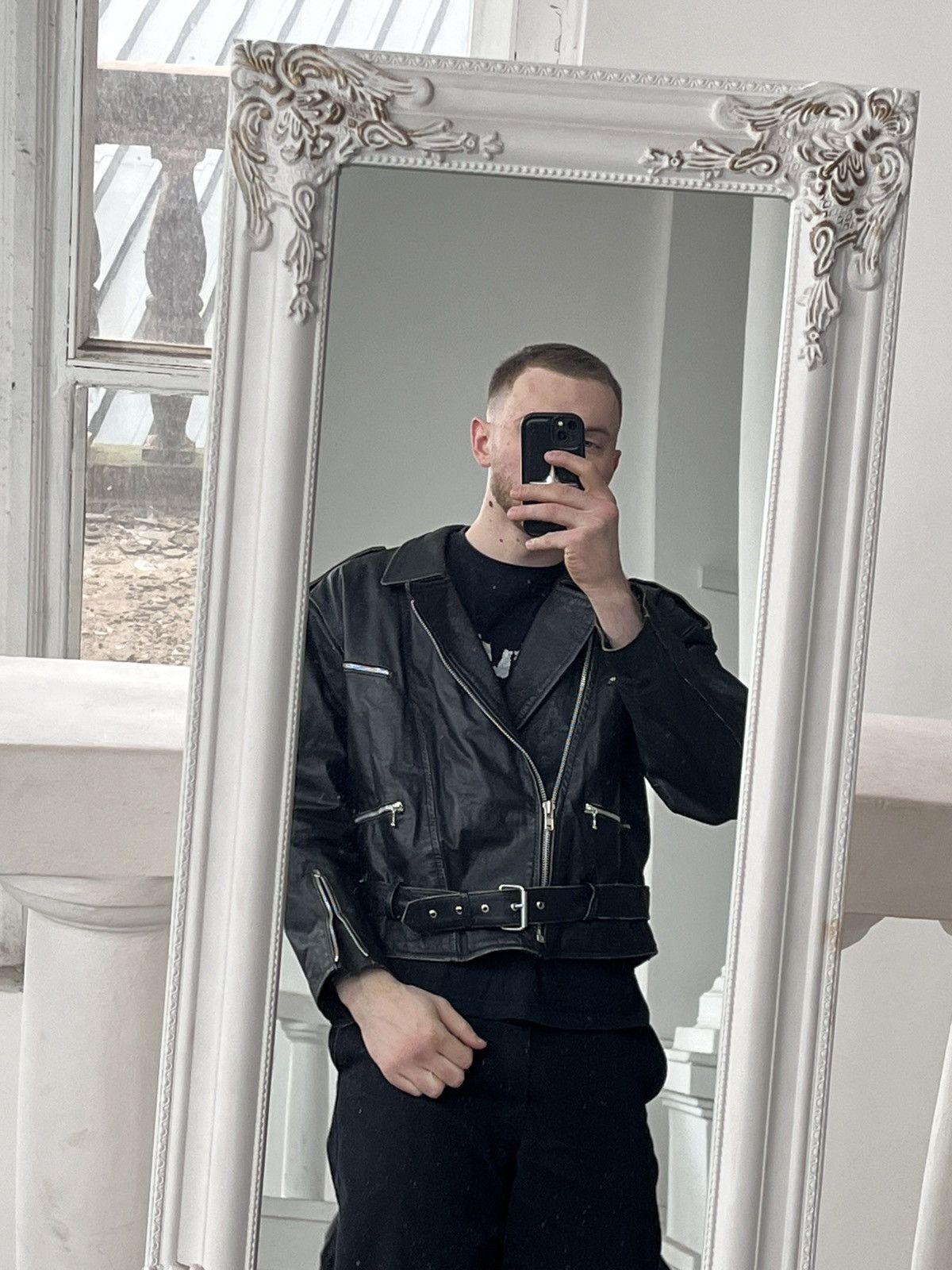Harley Davidson Vintage Biker Faded Black Leather Moto Jacket Avantgarde Size US M / EU 48-50 / 2 - 22 Thumbnail