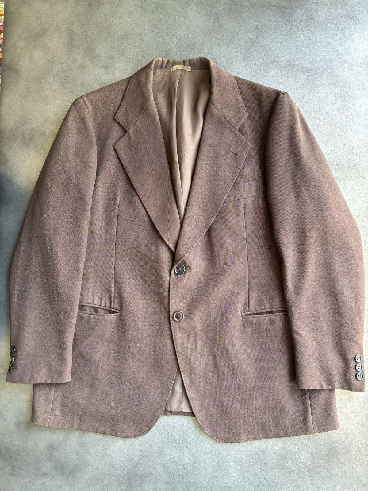 Vintage 1960s Vintage Suit Jacket Brown Blazer Jacket Made in Italy Size 38R - 2 Thumbnail