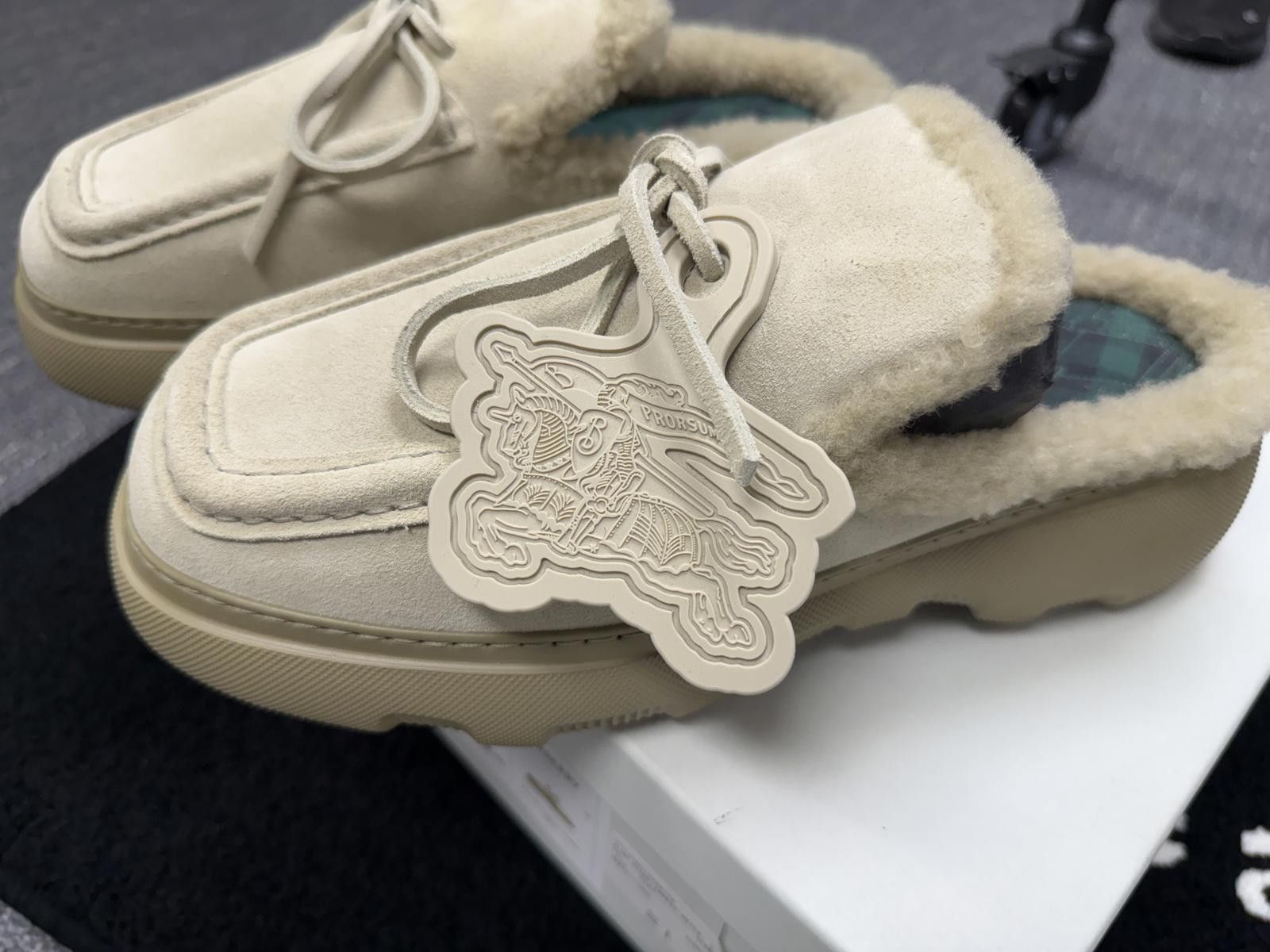 Burberry Burberry Suede Shearling Stony Mules Size 41 | Grailed