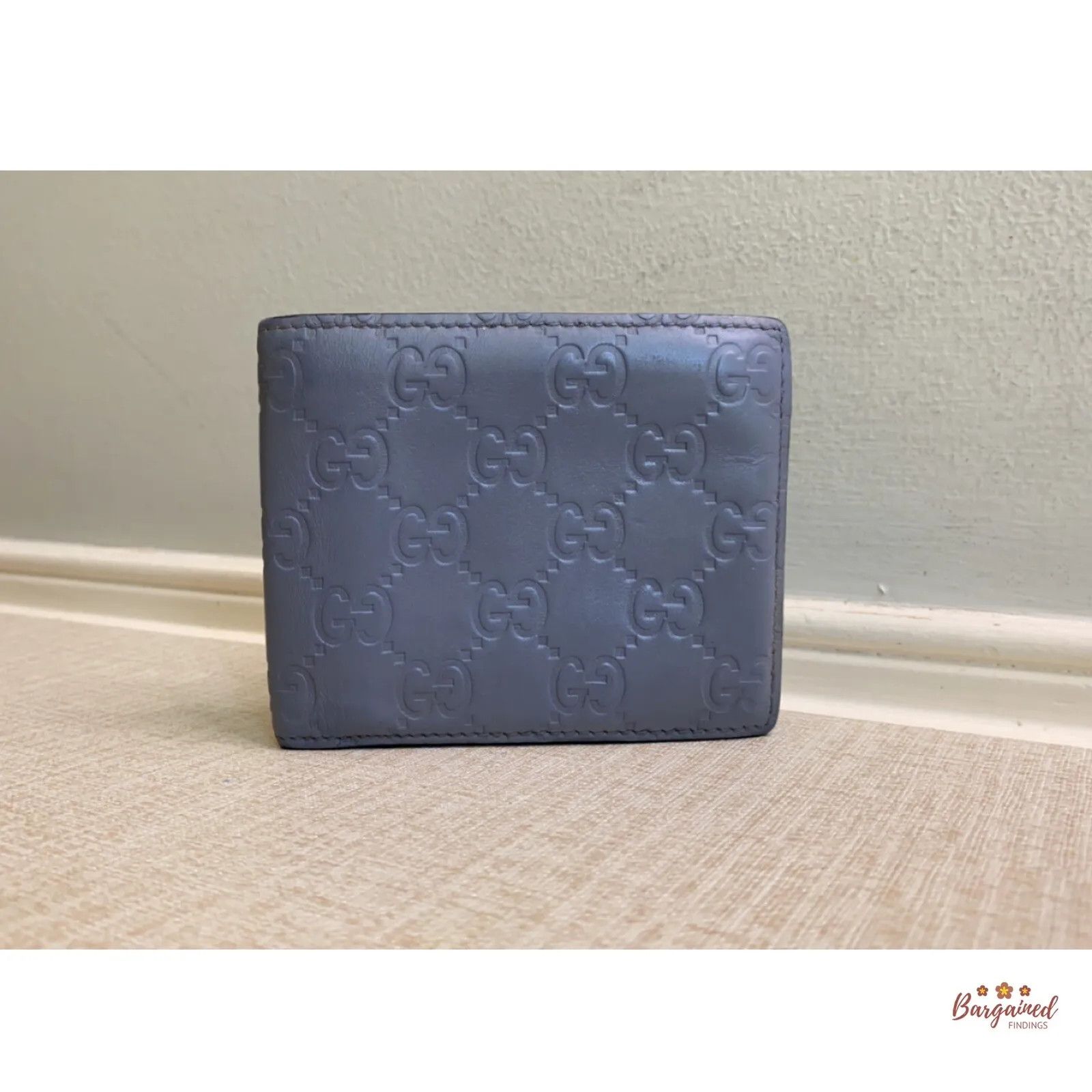 Gucci GUCCI Light Gray GG Guccissima Leather Bifold Men's Wallet Size ONE SIZE - 1 Thumbnail
