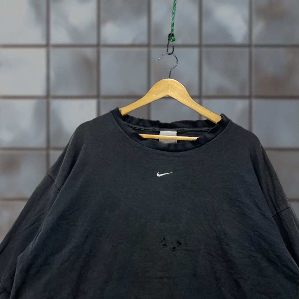 Nike VINTAGE Nike Mid Swoosh Faded Longsleeve Shirt 2XL Black 90s Mens Size US XXL / EU 58 / 5 - 1 Thumbnail