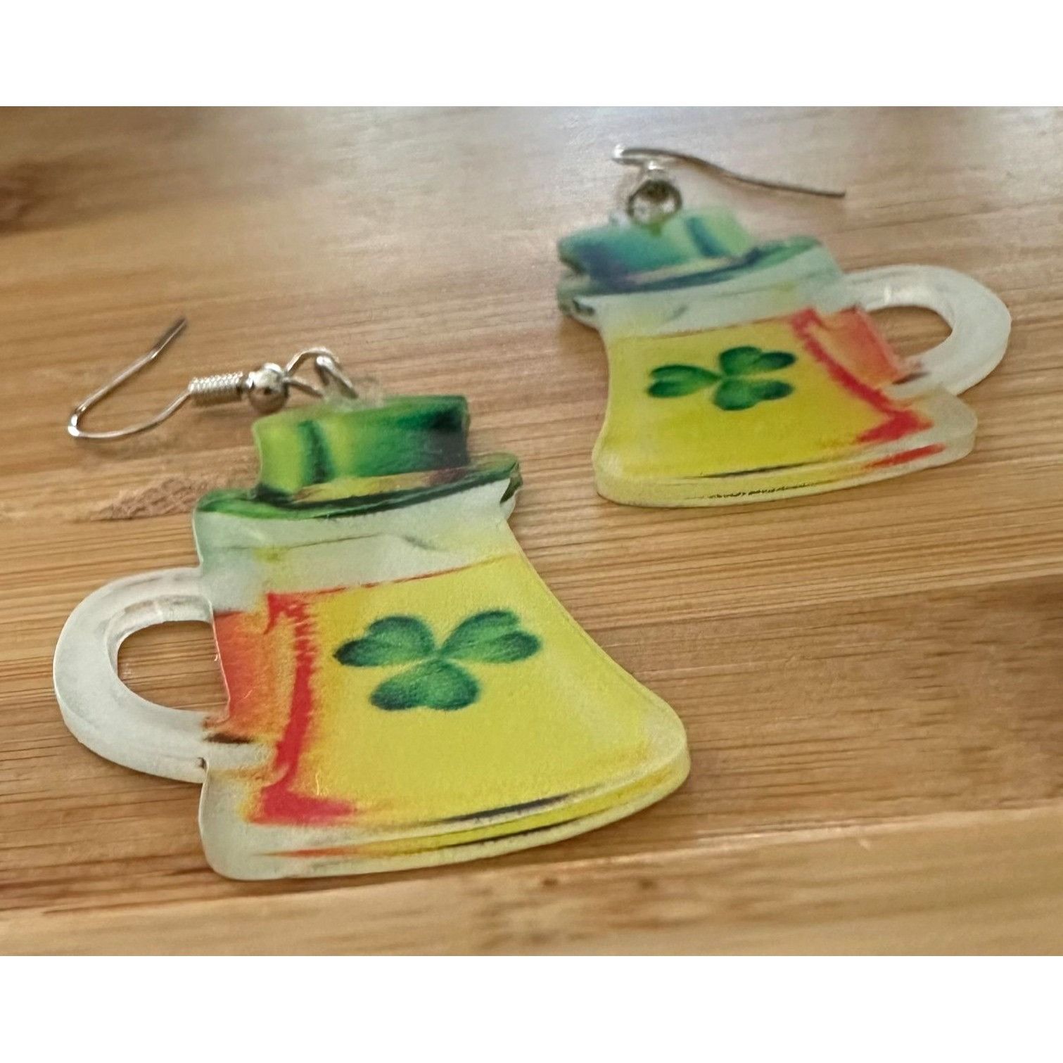 Handmade St Patricks Day Earrings Beer Shamrock Leprechaun Hat Dangle Size ONE SIZE - 4 Thumbnail