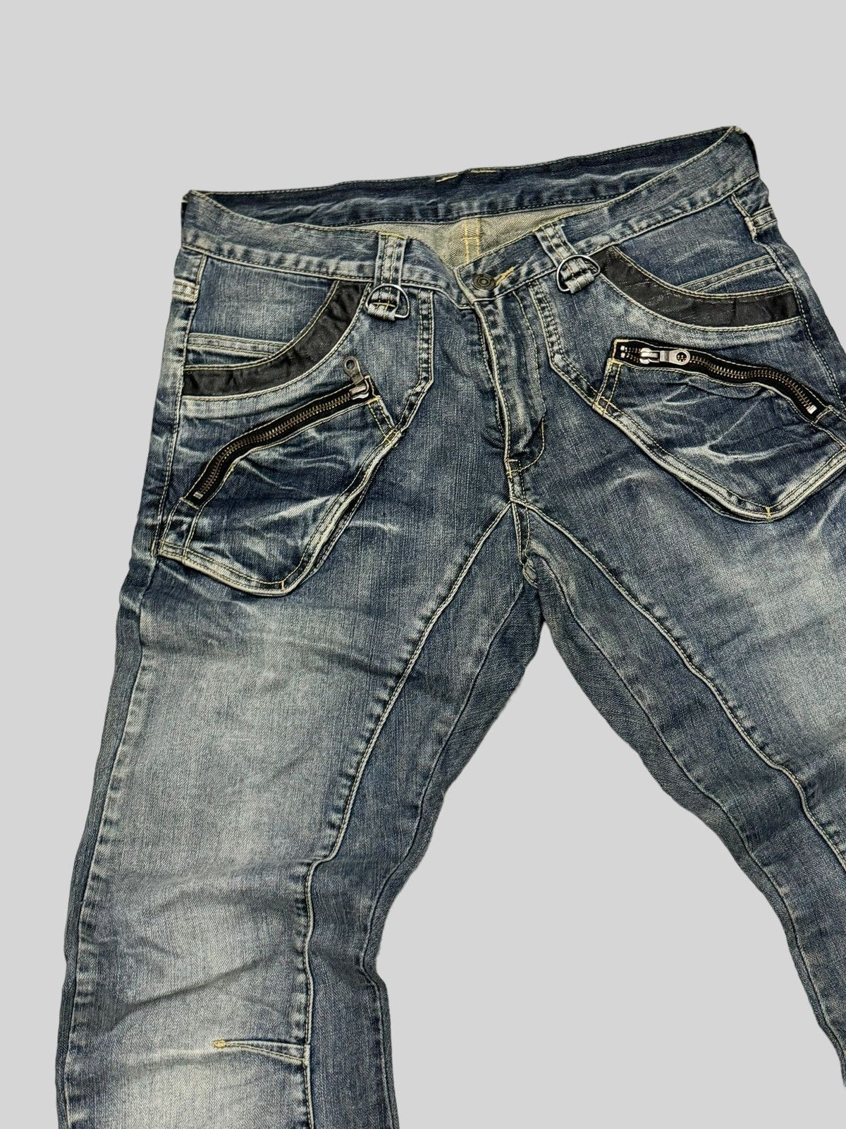 If Six Was Nine PPFM JCURVE LEG 3D POCKET ZIPPER DENIM JEANS Size US 31 - 4 Thumbnail