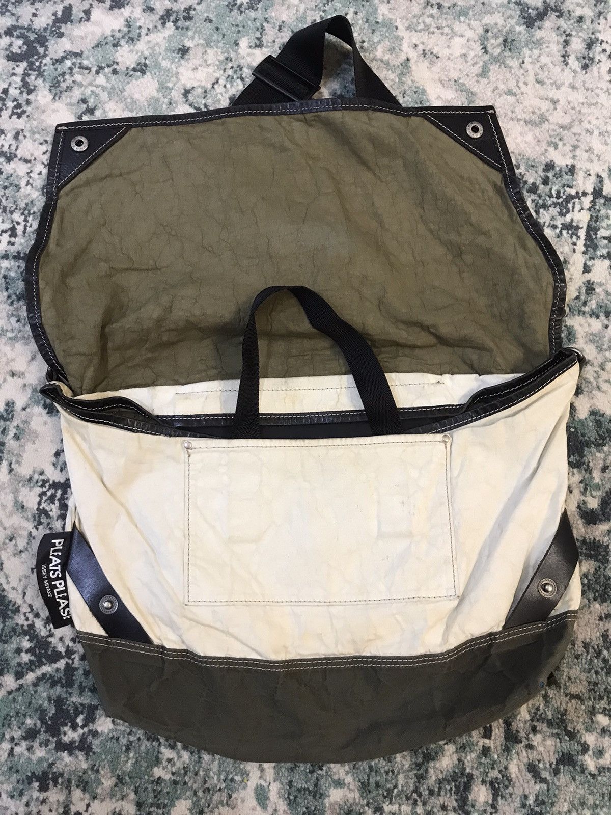 Pleats Please Issey Miyake SS15 Pleats Please Issey Miyake Leather x Canvas Bag Size ONE SIZE - 5 Thumbnail