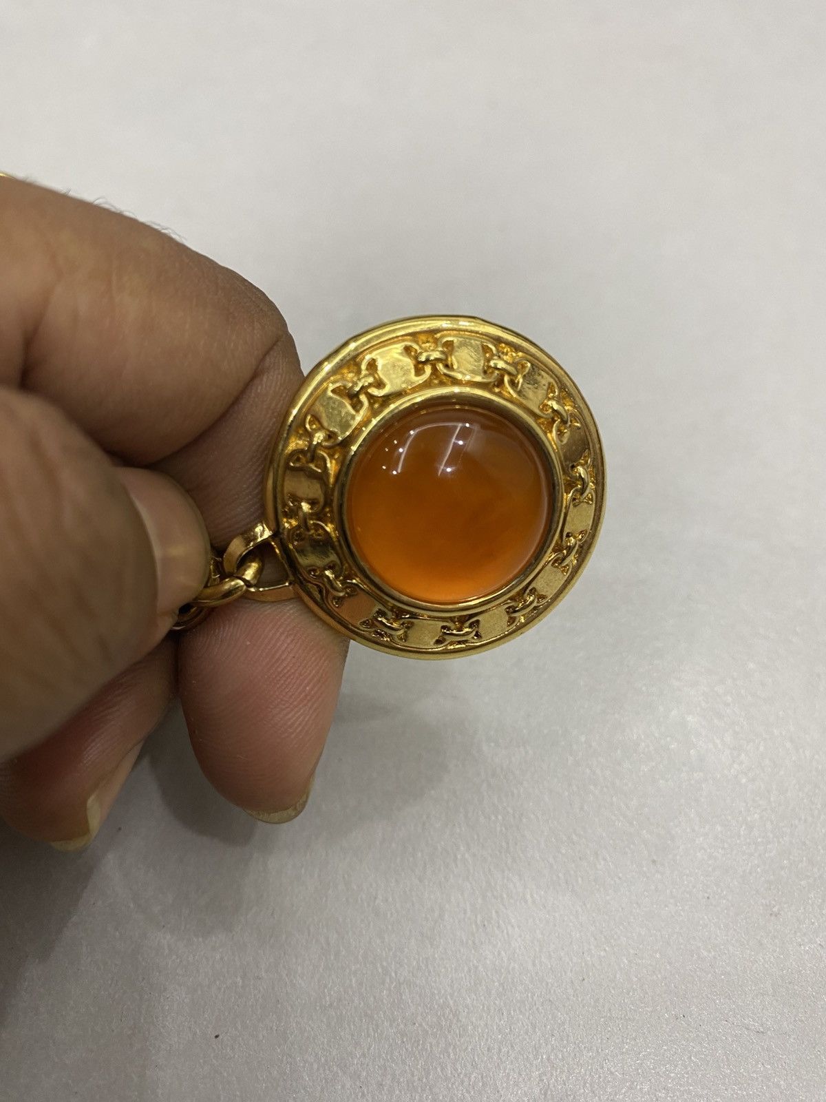 Salvatore Ferragamo Vtg Salvatore Ferragamo orange cabochon pendant necklace Size ONE SIZE - 4 Thumbnail