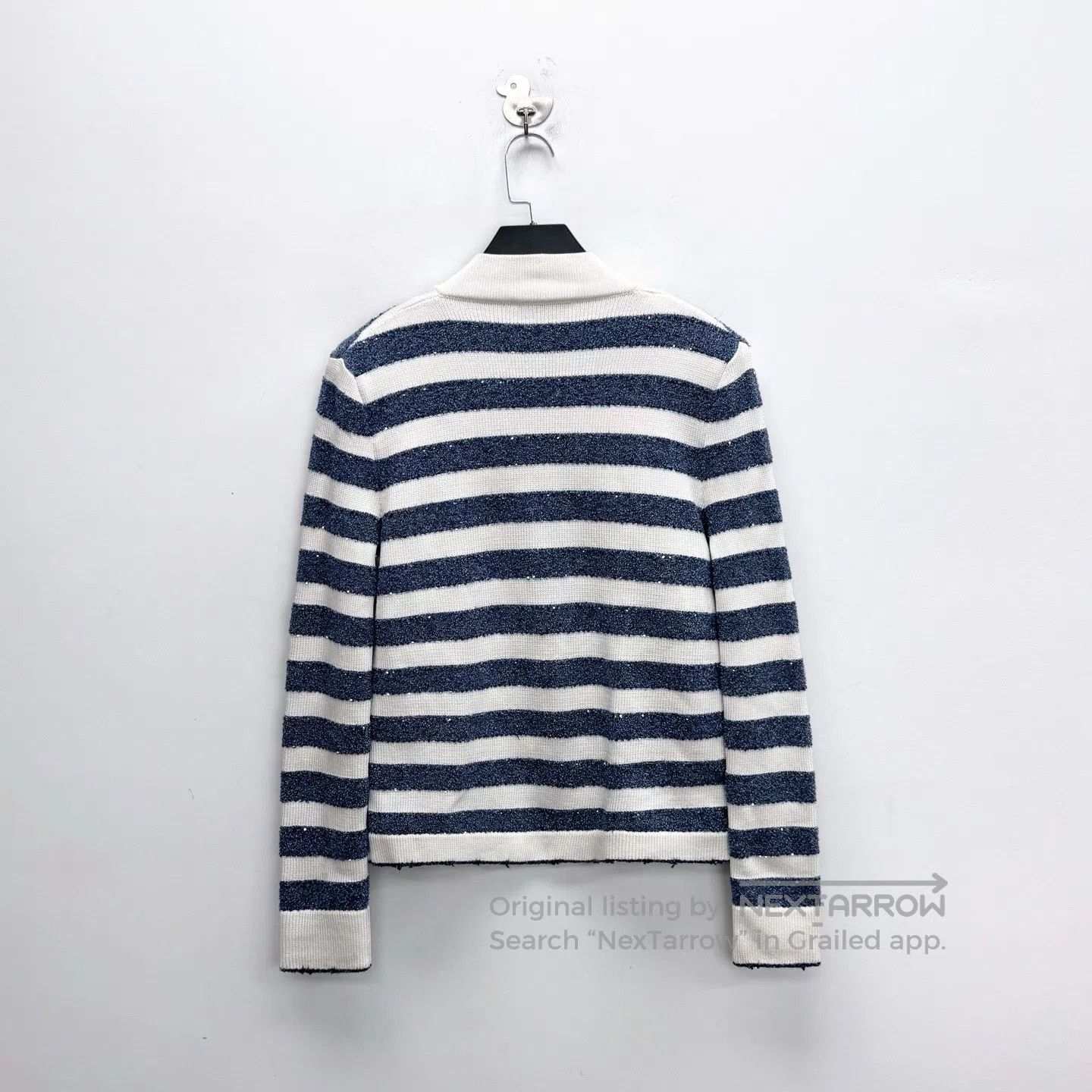 Balmain BALMAIN Navy and White Striped Lion Silver Buckle Glitter Size M / US 6-8 / IT 42-44 - 2 Thumbnail