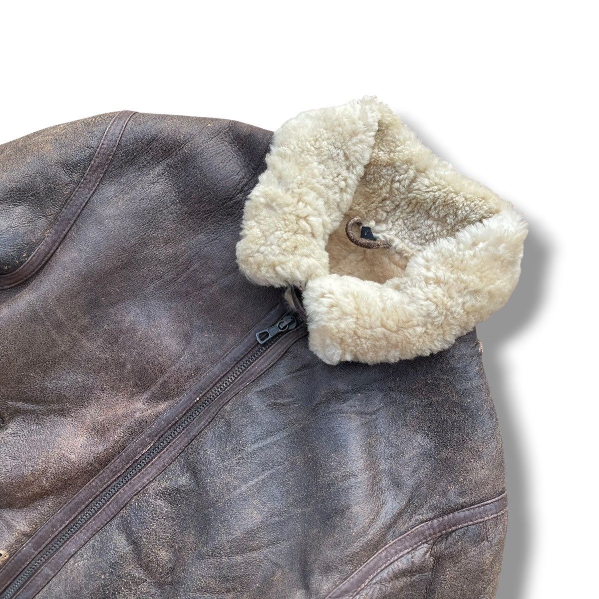 Genuine Leather VINTAGE SPRAZZO MODA SPORTIVO B3 SHEARLING FUR JACKET Size US L / EU 52-54 / 3 - 7 Thumbnail