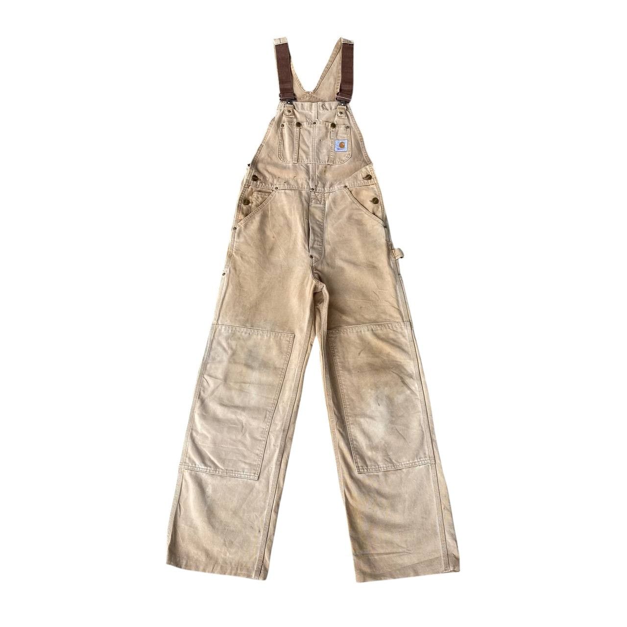 Vintage 90s Carhartt Double Knee Overalls Canvas Faded Dirty
