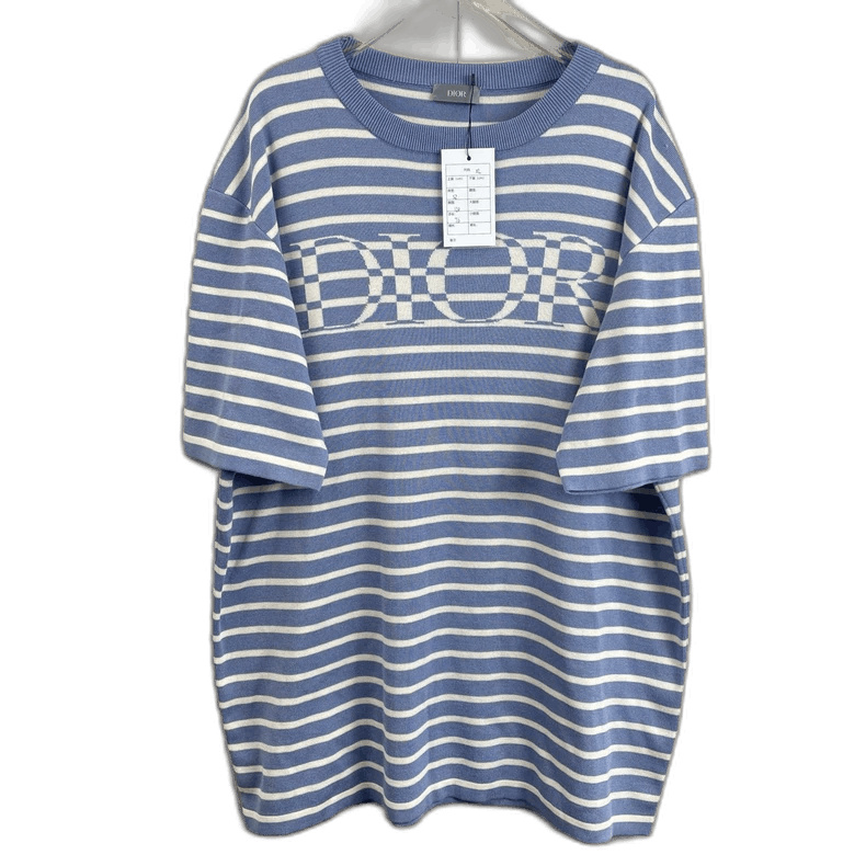 Dior SS21 Blue White Stripe Short Sleeve Top