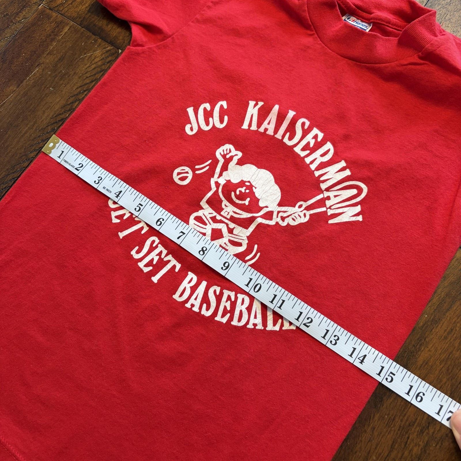 Hanes Vtg JCC Kaiserman Get Set Baseball Shirt Youth 10-12 Hanes Size US XXS / EU 40 - 6 Thumbnail