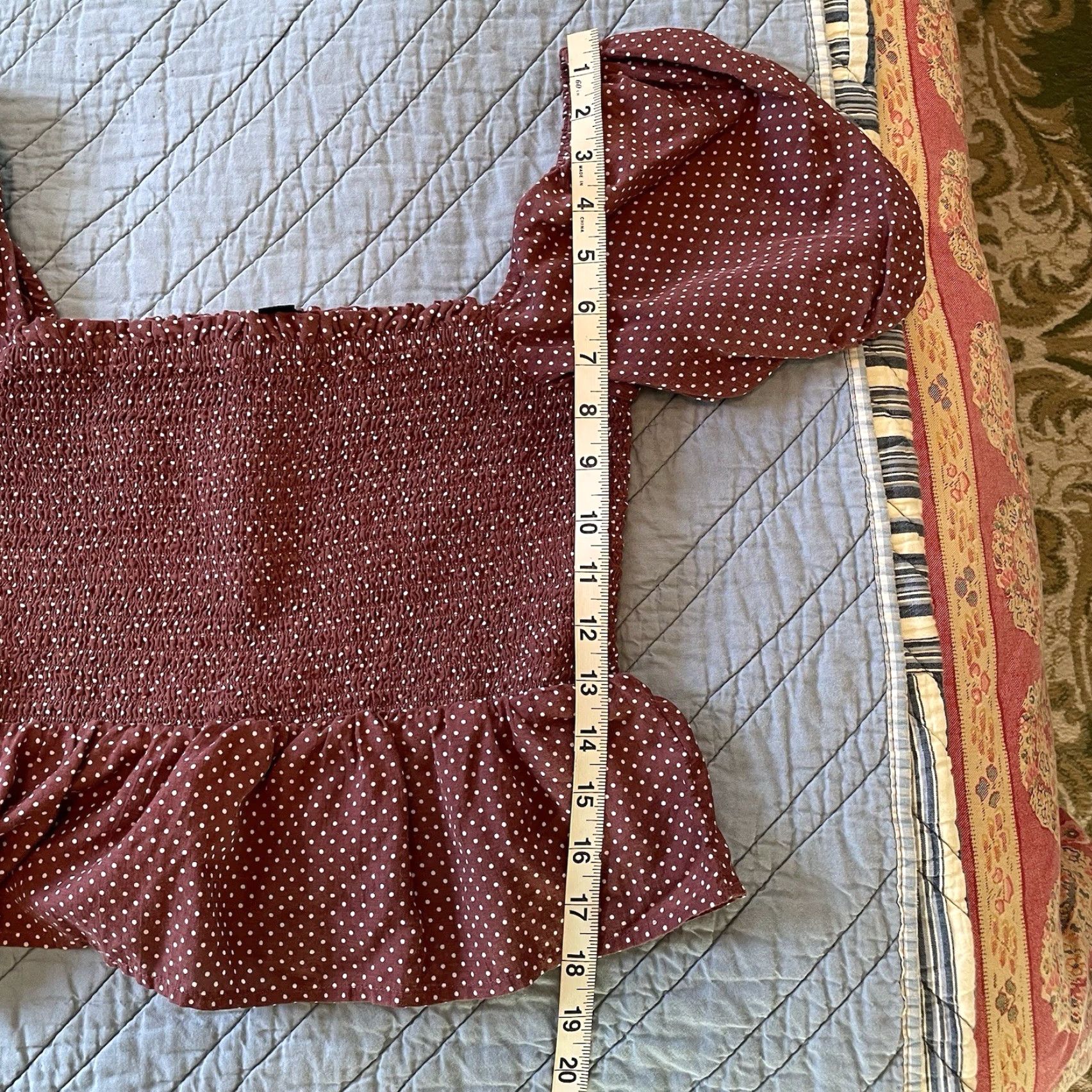 J.Crew J.Crew Women’s M Cropped Top Polka Dot Puff Sleeve Smocked Halter Crewneck Cotton Blend Multicolor Size M / US 6-8 / IT 42-44 - 5 Thumbnail