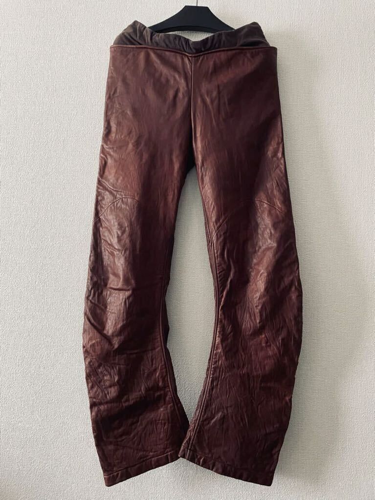 image of Carpe Diem x Maurizio Altieri Leather Banana Leg Pants in Burgundy, Men's (Size 32)