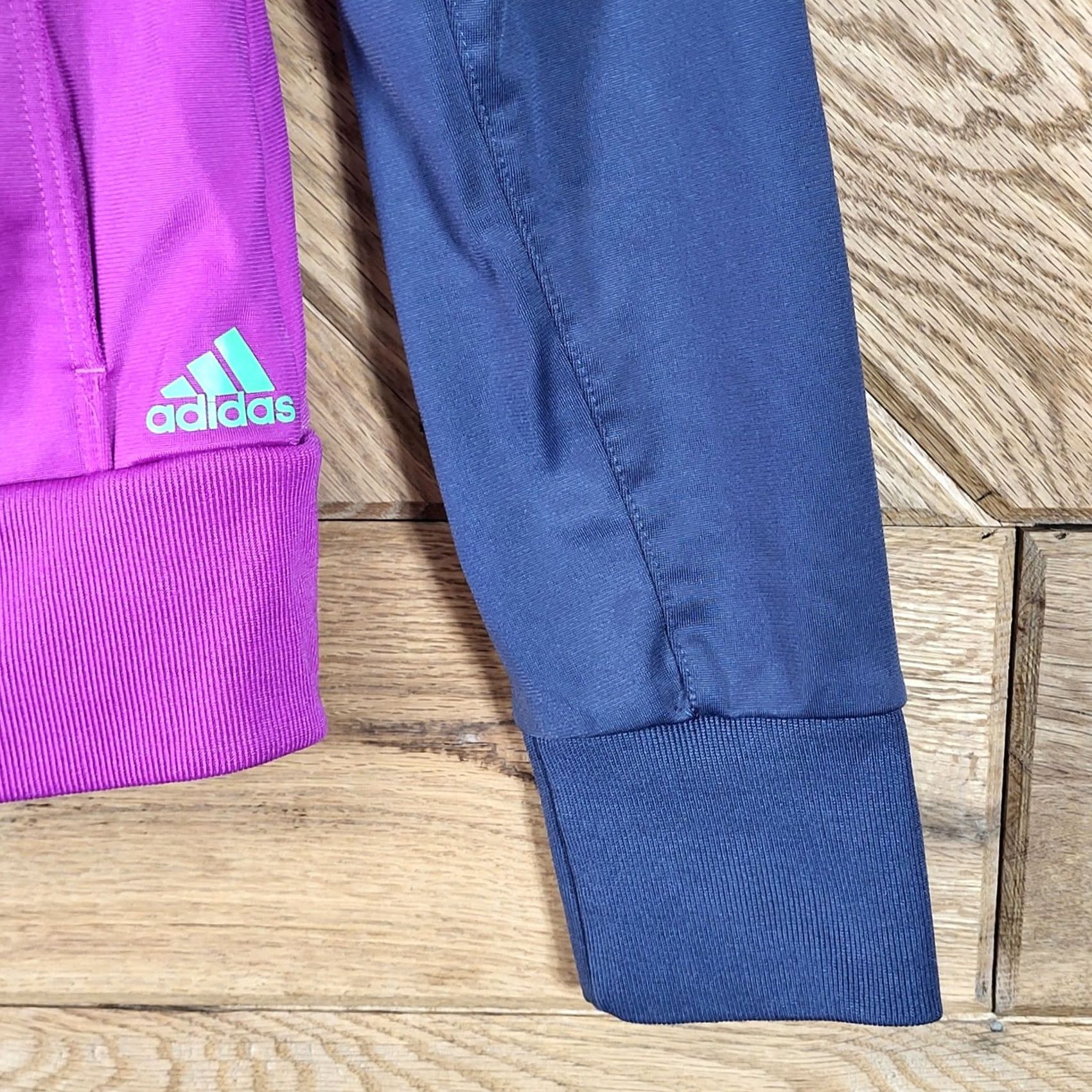 Adidas Adidas Track Jacket Womens Small Climalite Hooded Full Zip Striped Purple Navy Size S / US 4 / IT 40 - 7 Thumbnail