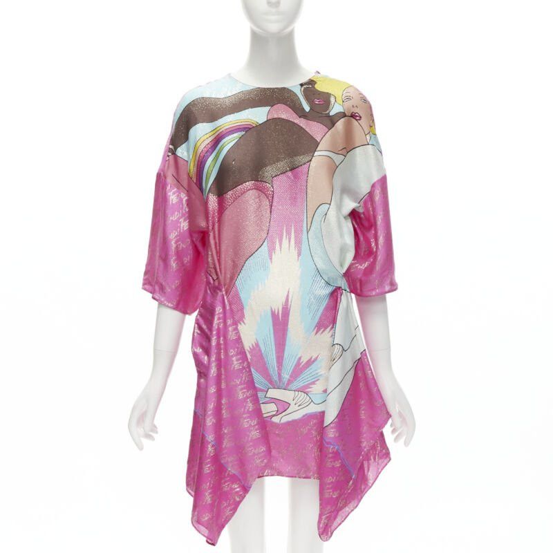 Fendi FENDI 2022 Runway Antonio Lopez metallic pink logo jacquard dress IT36 XS Size XS / US 0-2 / IT 36-38 - 1 Thumbnail